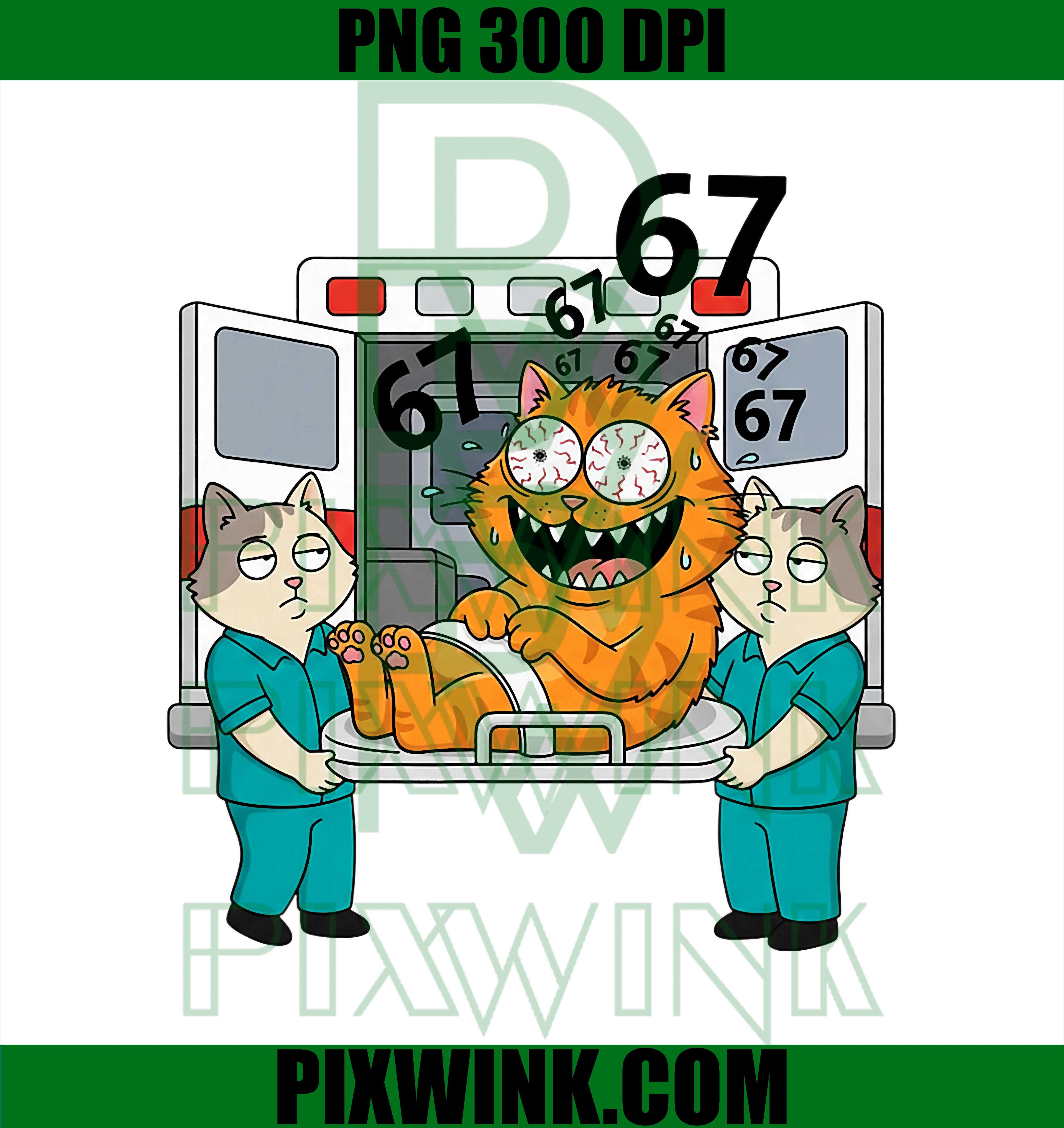 6 7 Funny Six Seven, Cat Meme 67 PNG