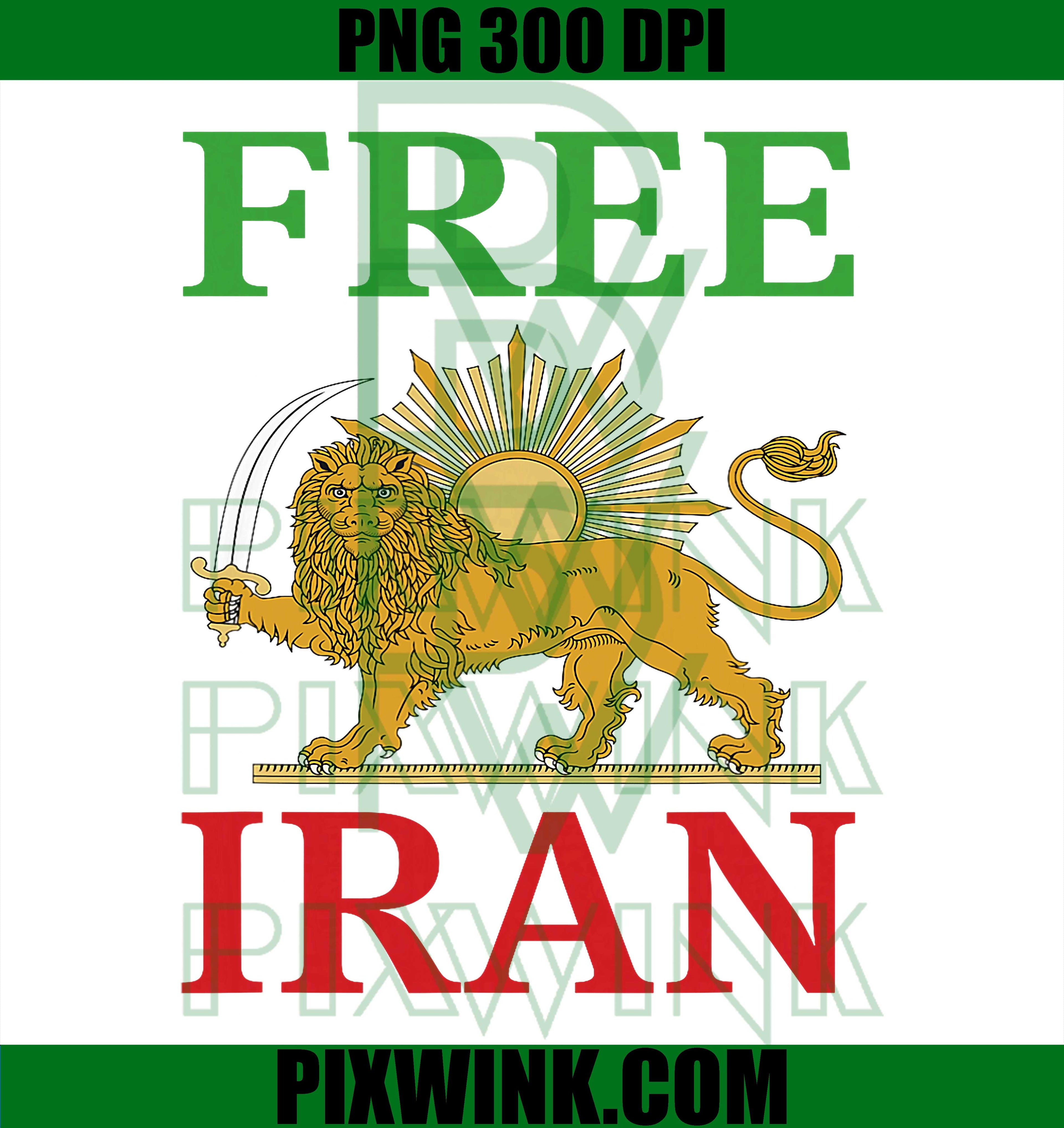 Free Iran Symbol PNG, Iran Flag Heartbeat PNG, Freedom Lion Art PNG