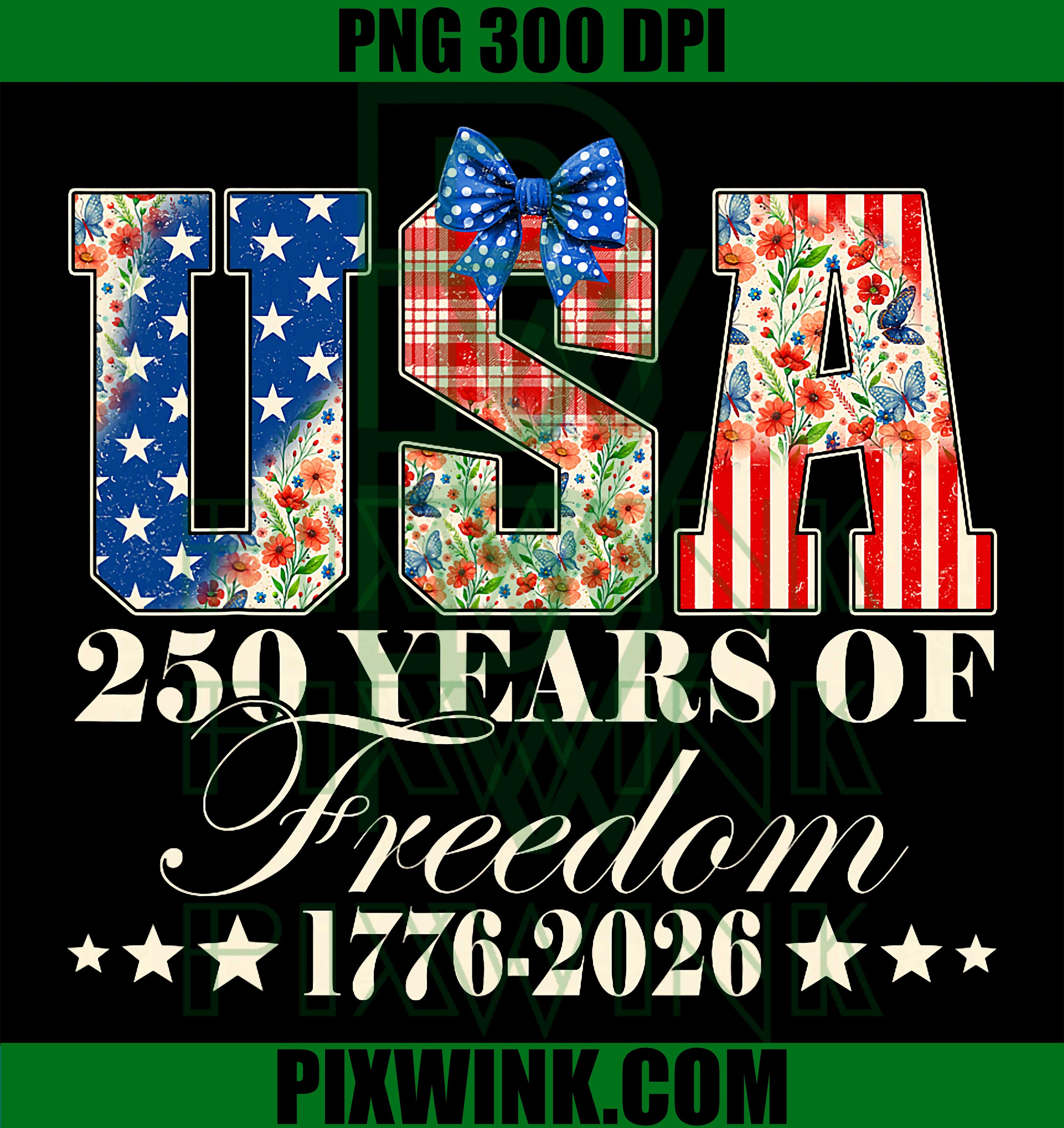 USA 250 Years Of Freedom 1776 2026 PNG, American 250th Birthday PNG