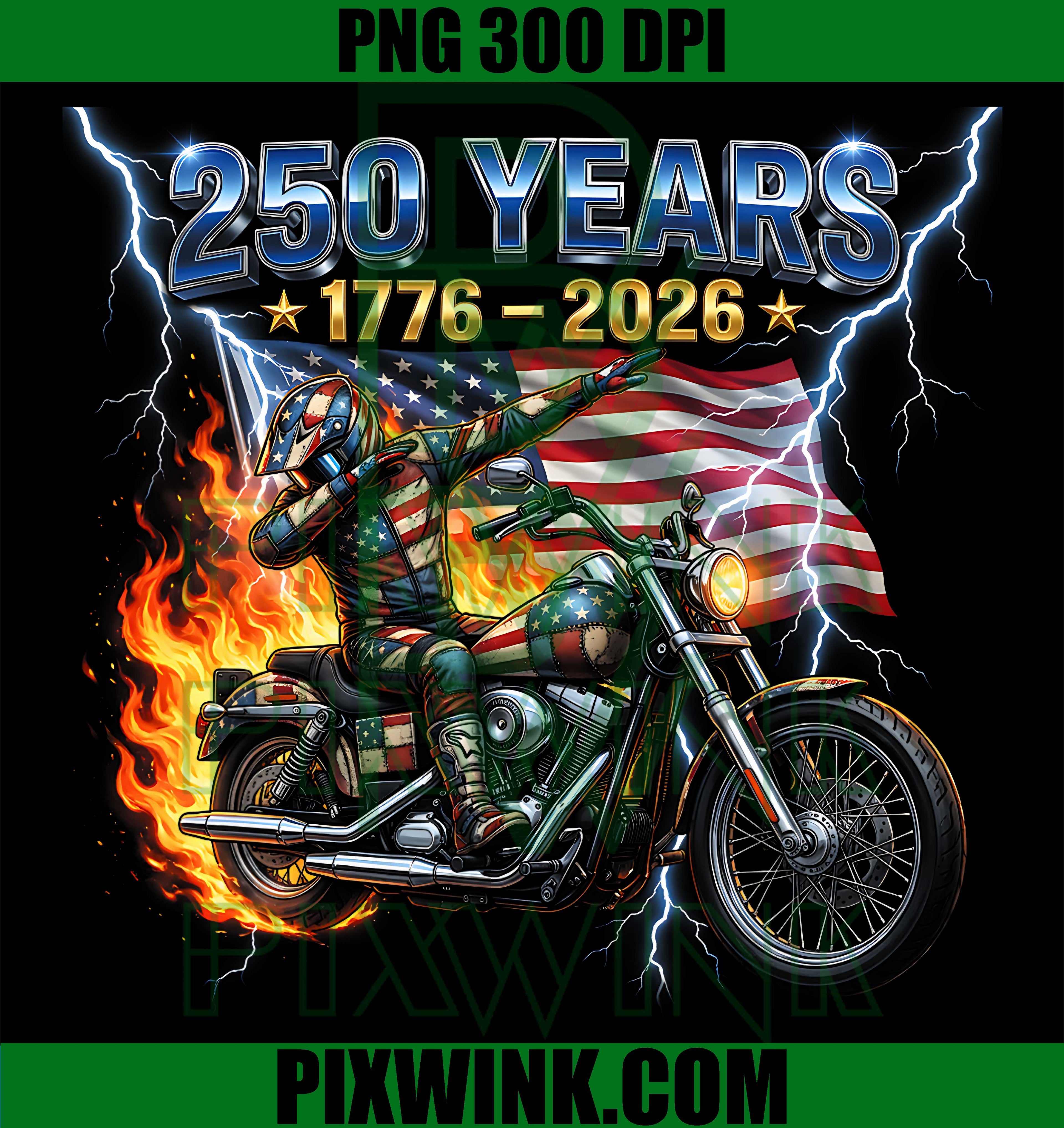 250th America PNG, America Flag PNG, Dabbing Motorcycle PNG