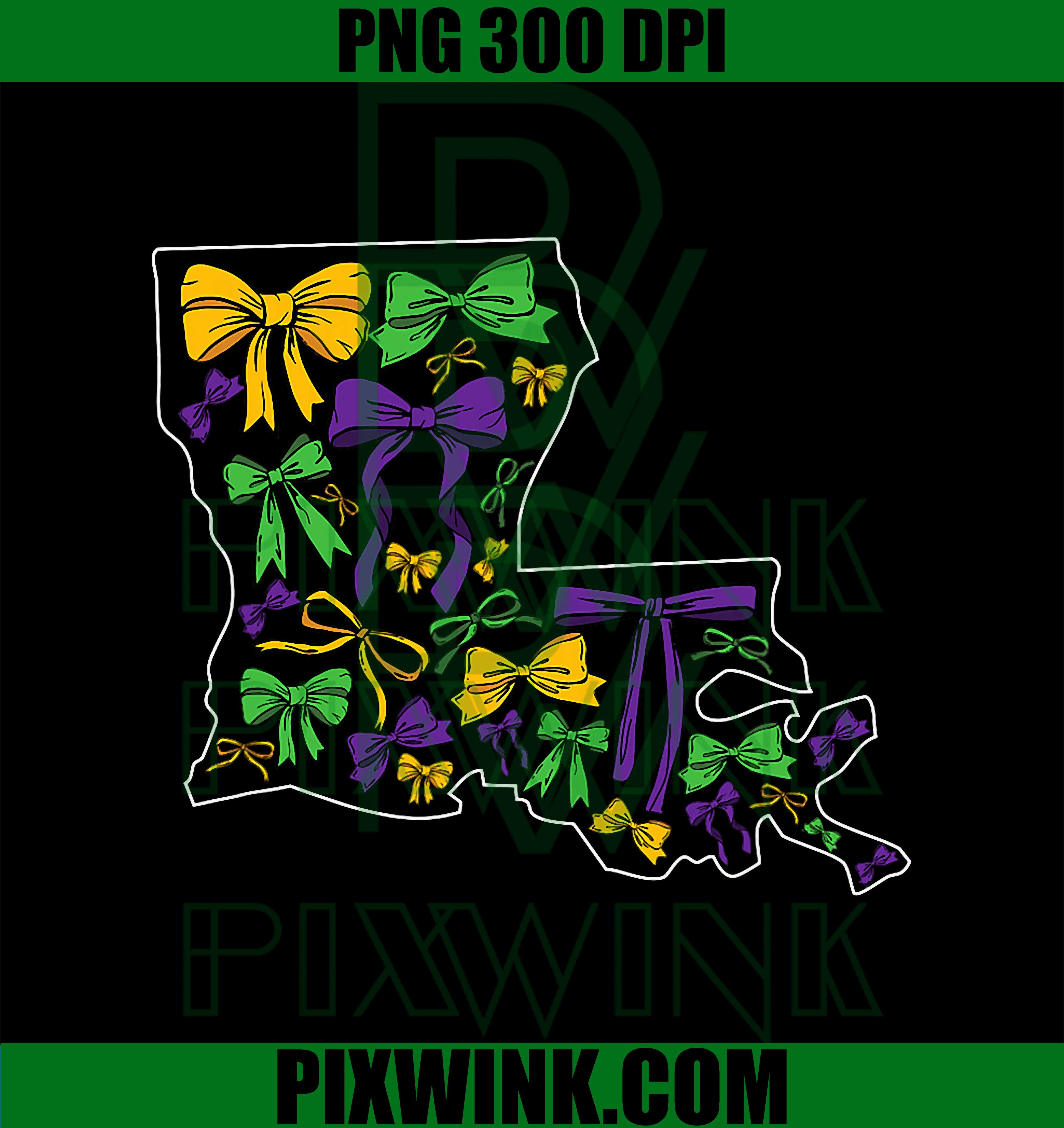 Coquette Bow Mardi Gras, New Orleans Louisiana Fleur De Lis PNG