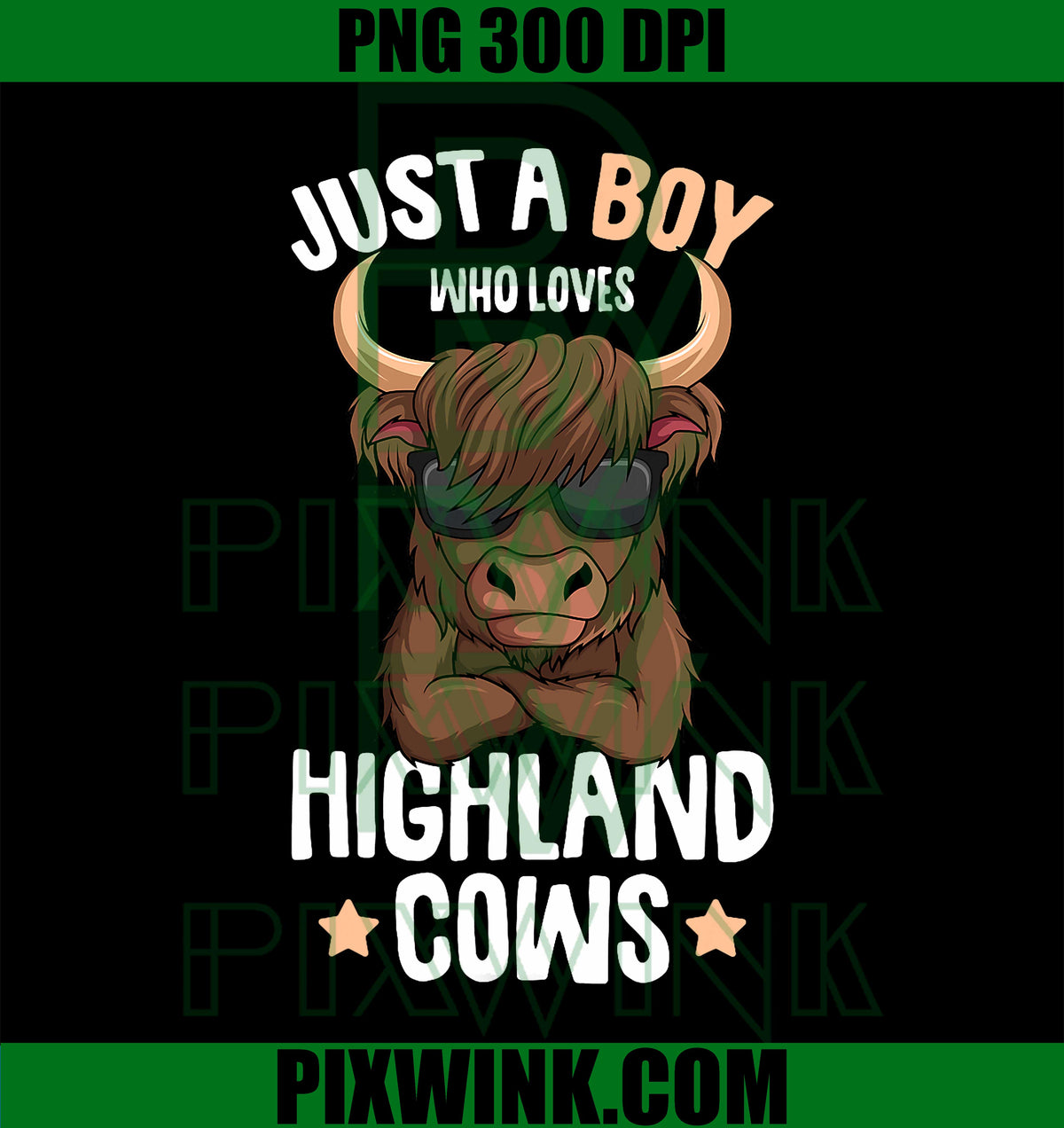 Just A Boy Who Loves Highland Cows PNG