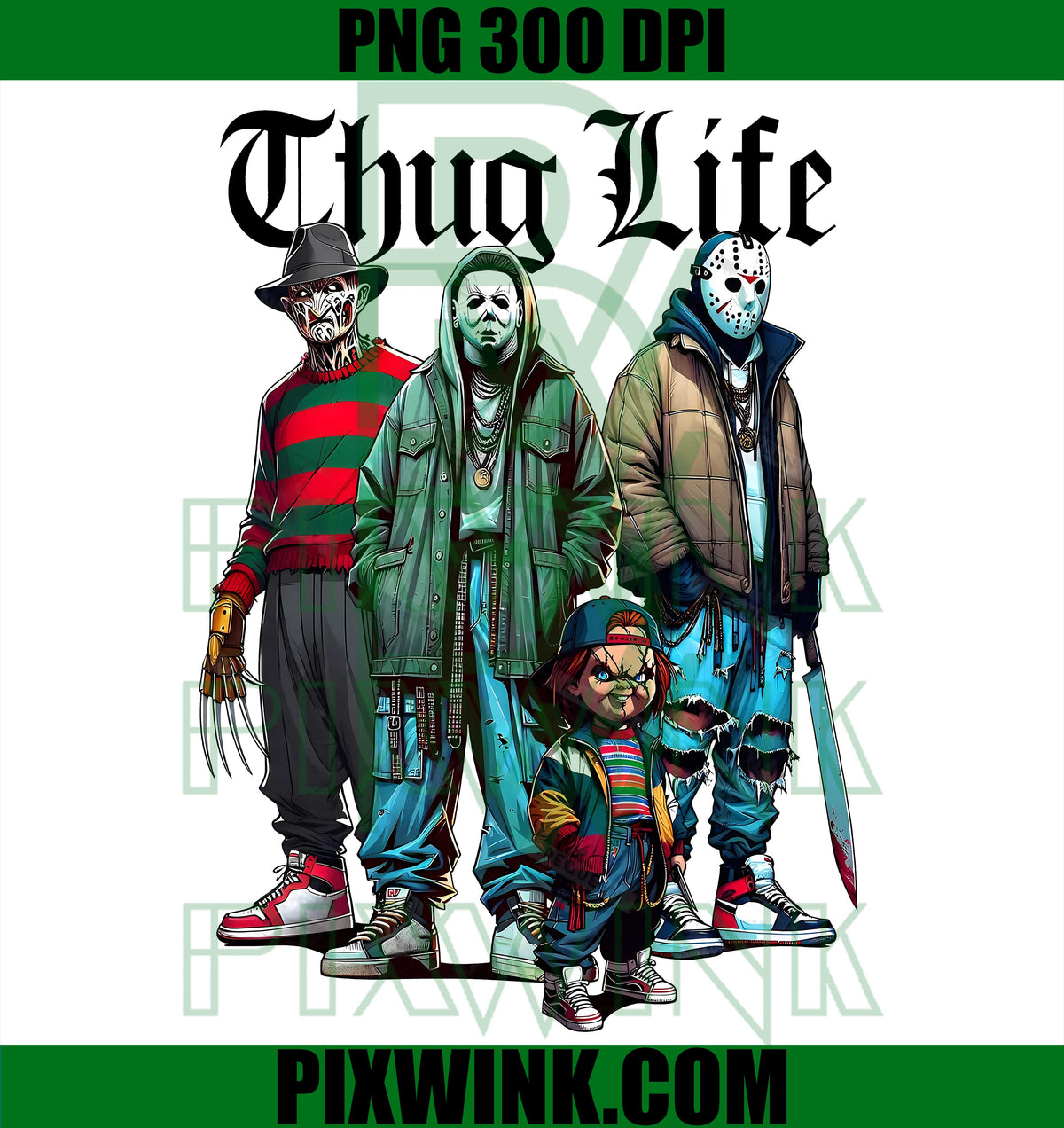 Horror Thug Life PNG, Slasher Characters PNG, Scary Movie Gang PNG