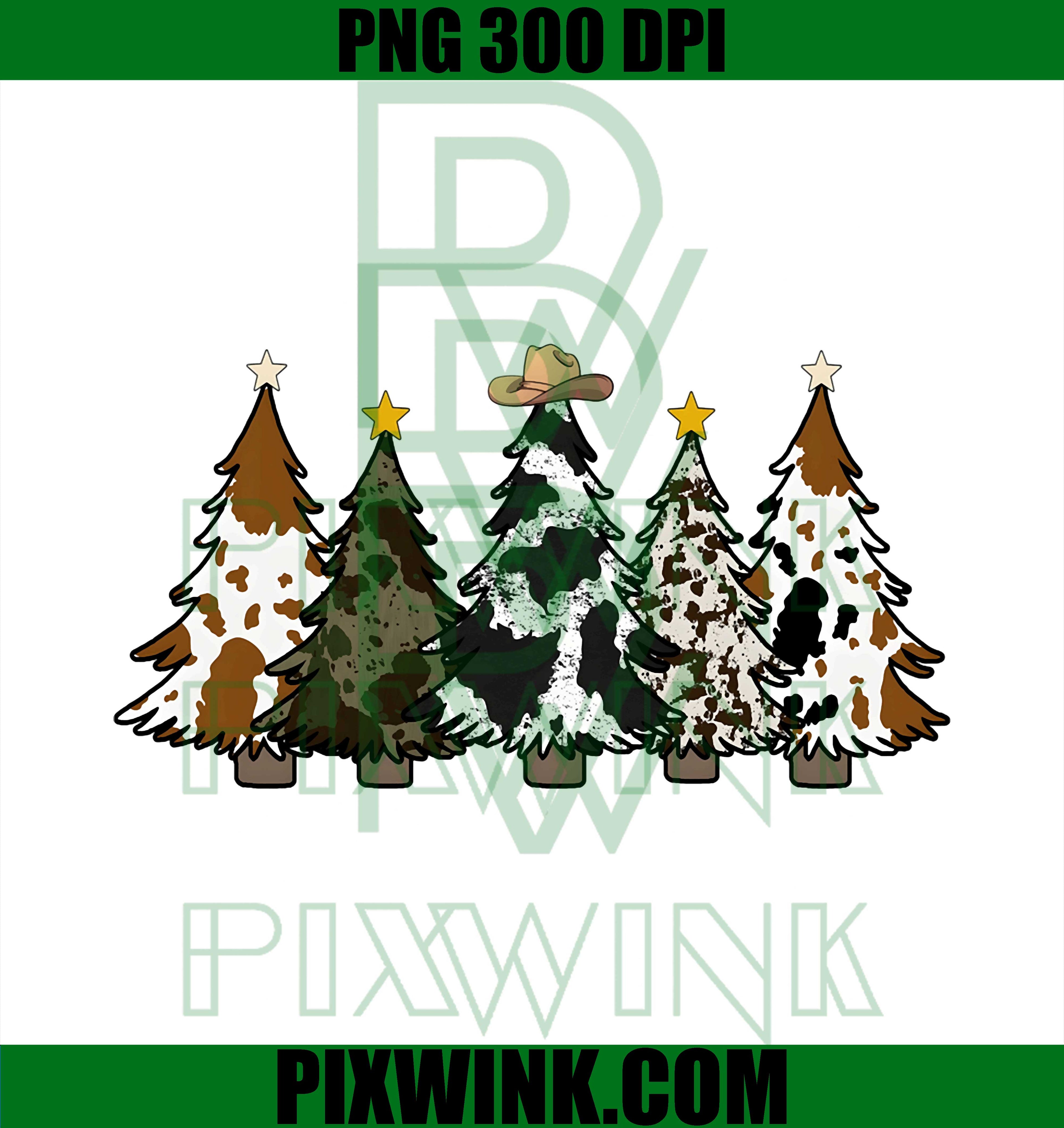 Christmas Tree Western Howdy Cowhide Xmas Cow Lover PNG