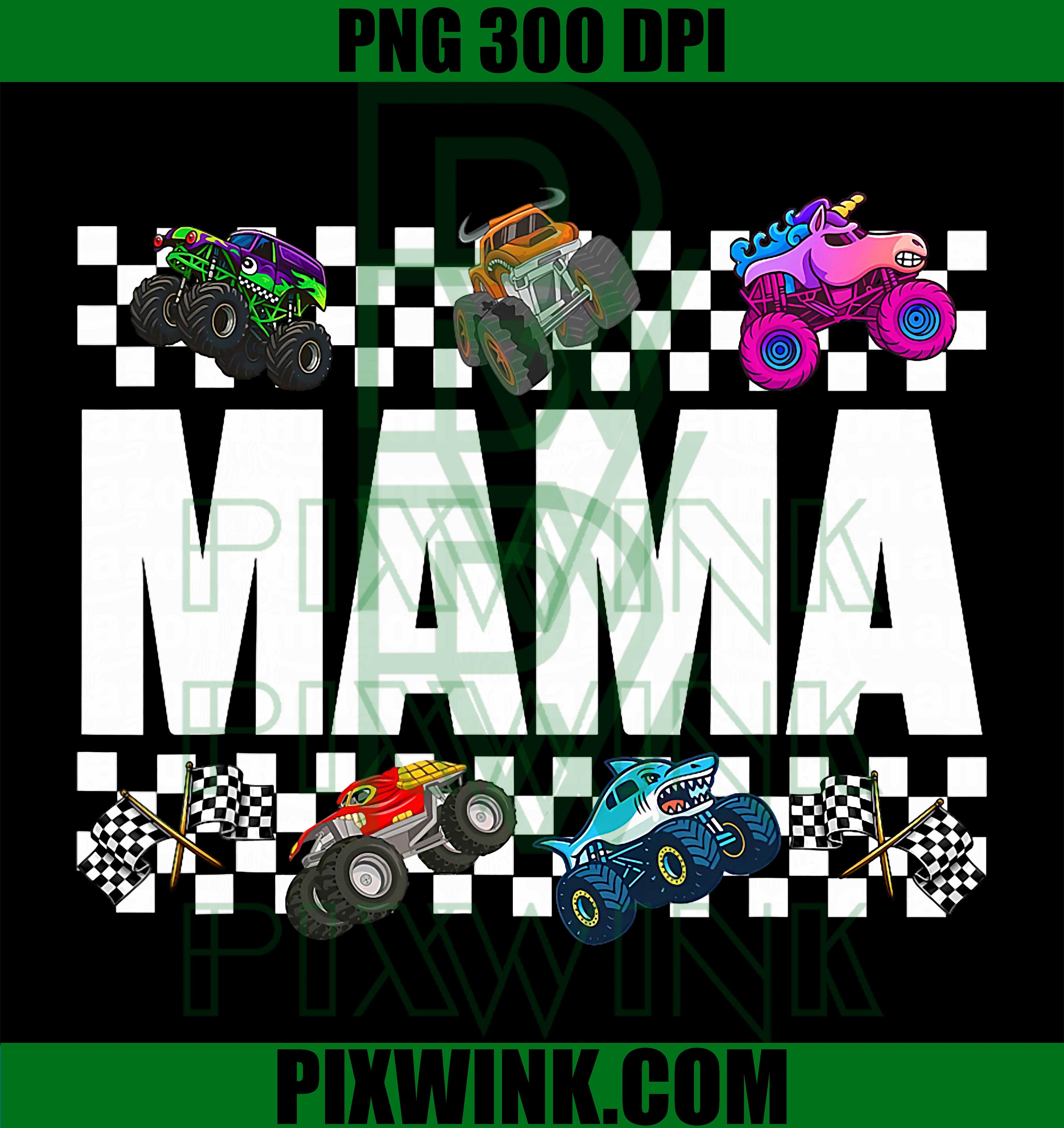 Mama Monster Truck Family Crew PNG, Birthday Matching Mom Design PNG