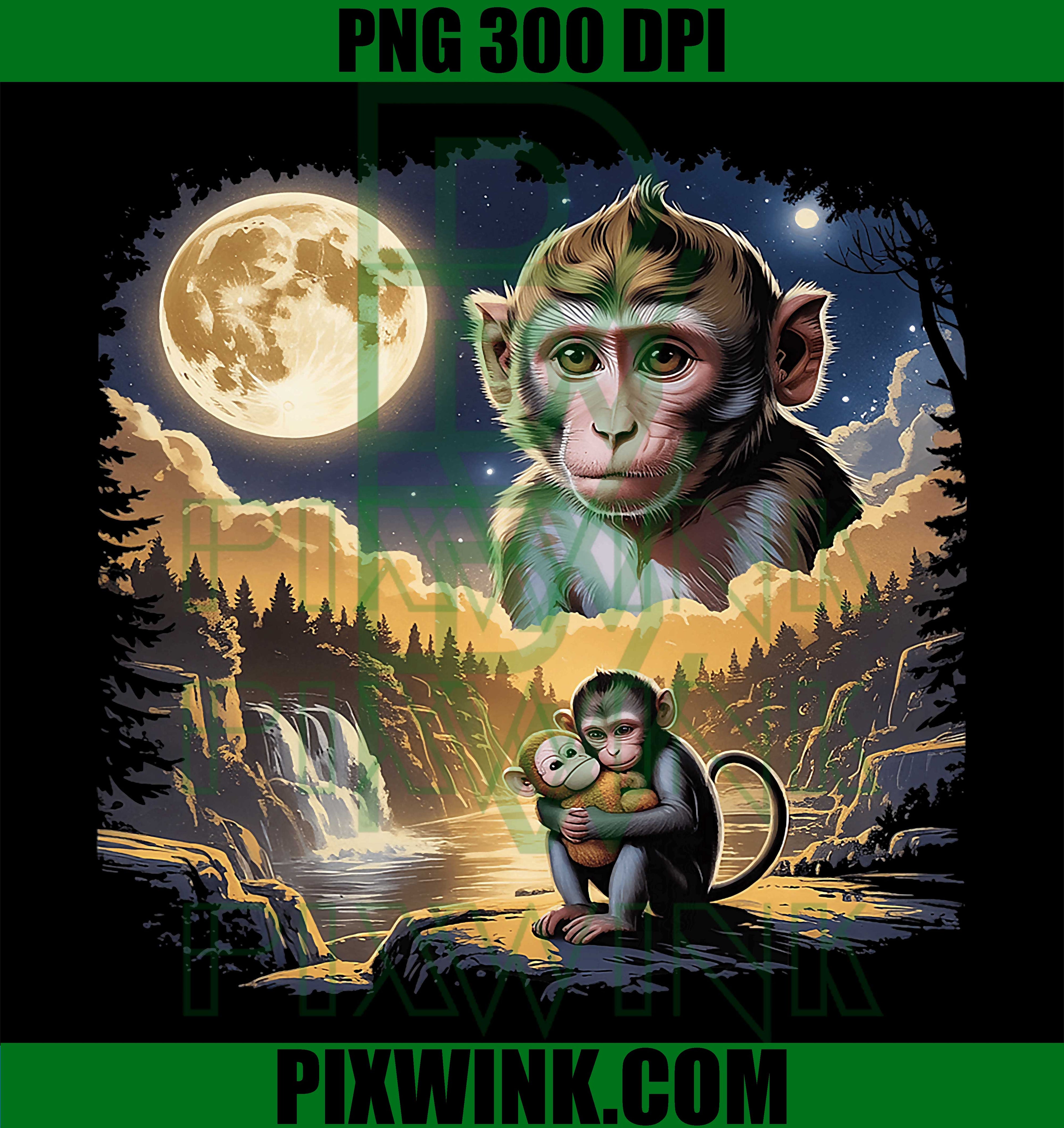 Punch Monkey Moon PNG, Retro 90s Cartoon Monkey Graphic PNG