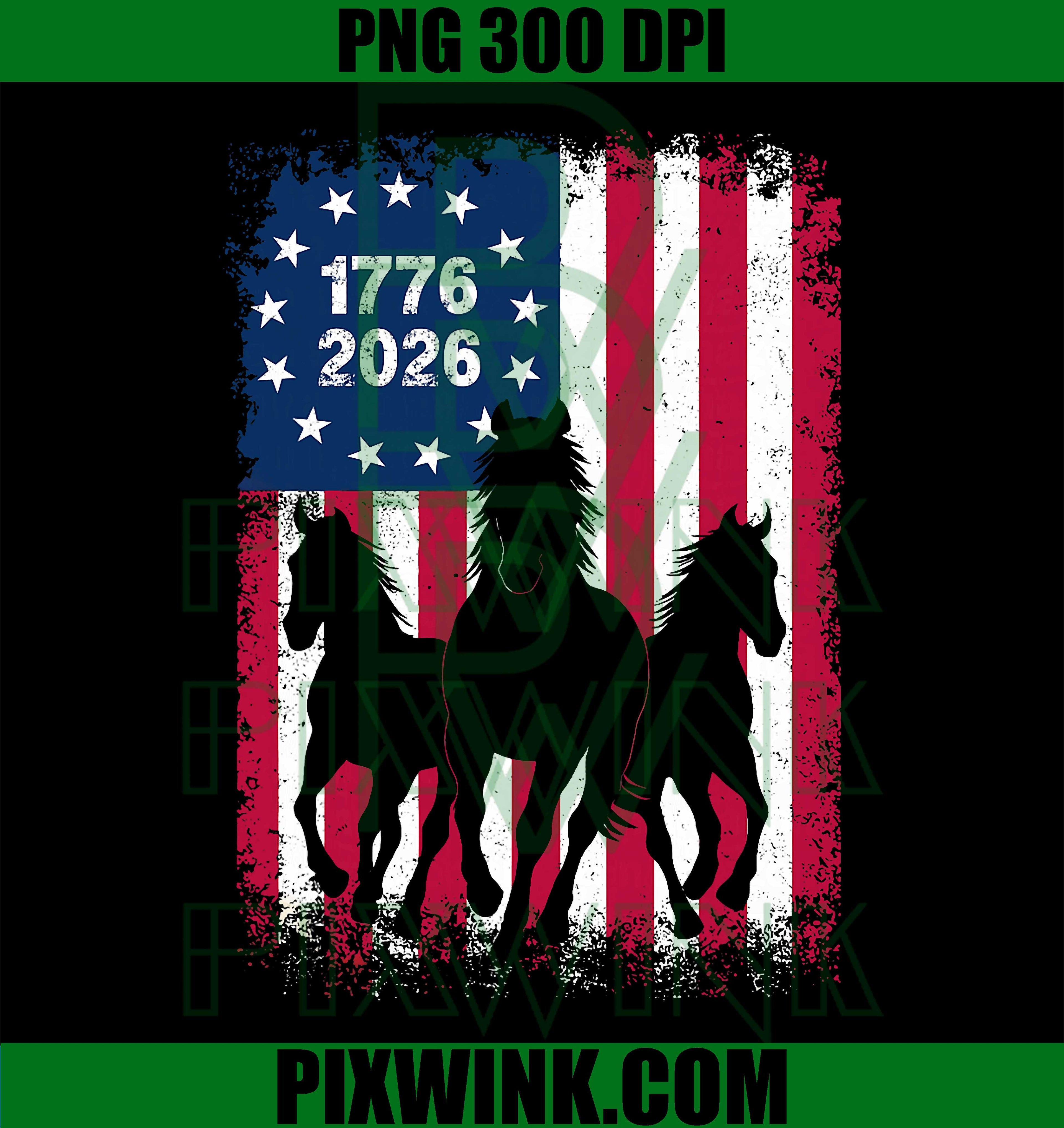 Horse American Flag PNG, 250 Years Anniversary USA PNG