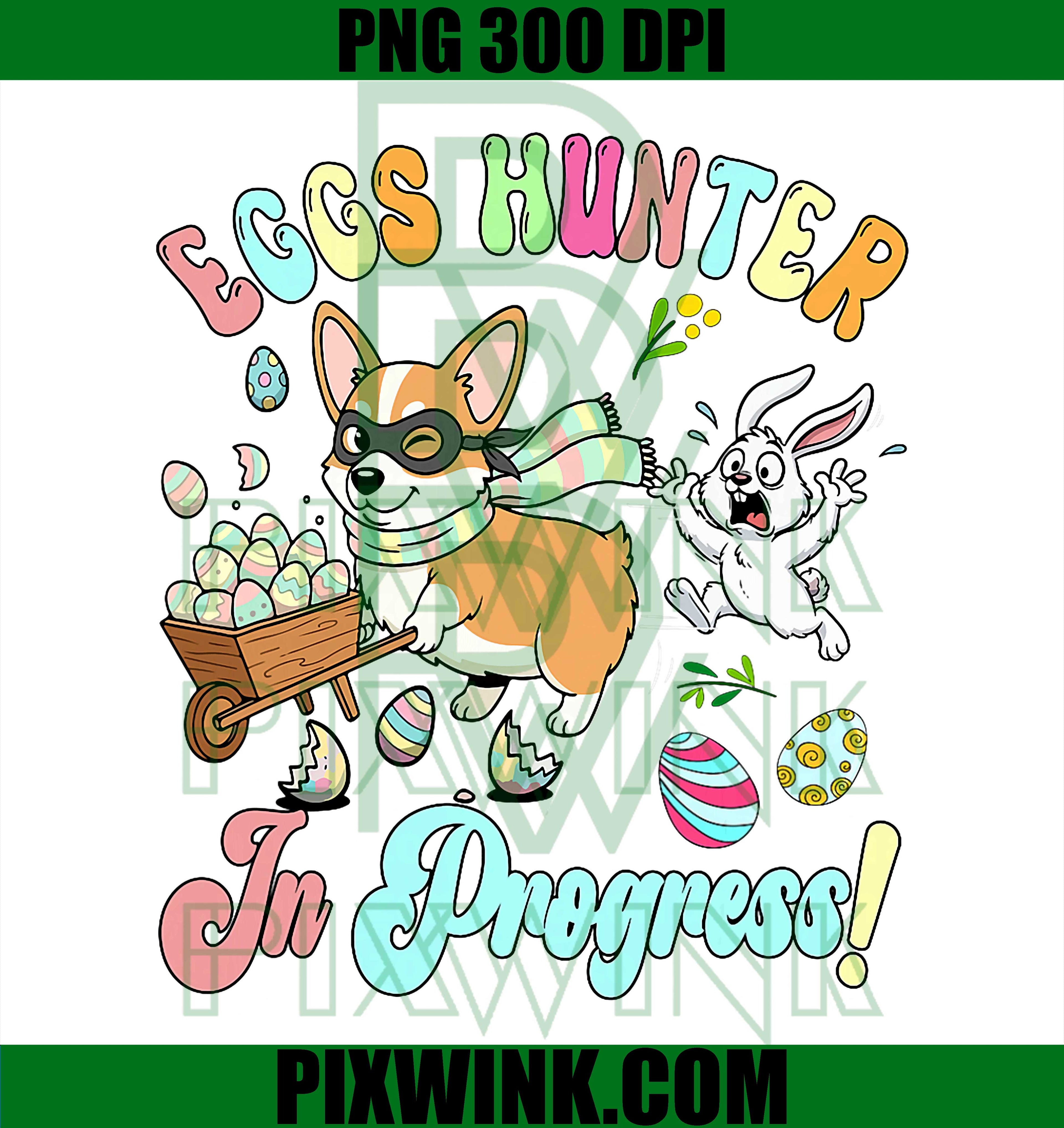 Hunter In Progress PNG, Easter Corgi Bunny PNG, Funny Dog PNG