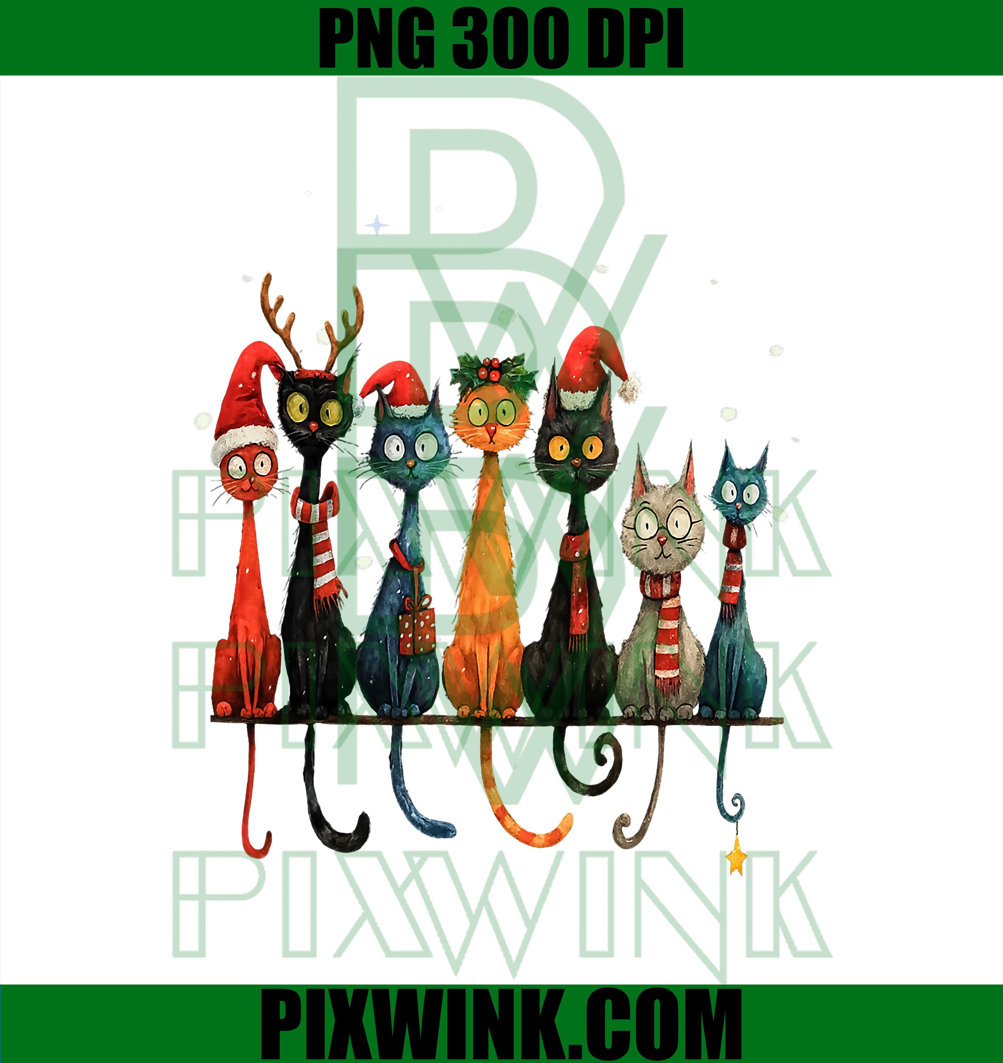 Christmas Whimsical Mid-Century Modern Look Cats 50& 60s PNG