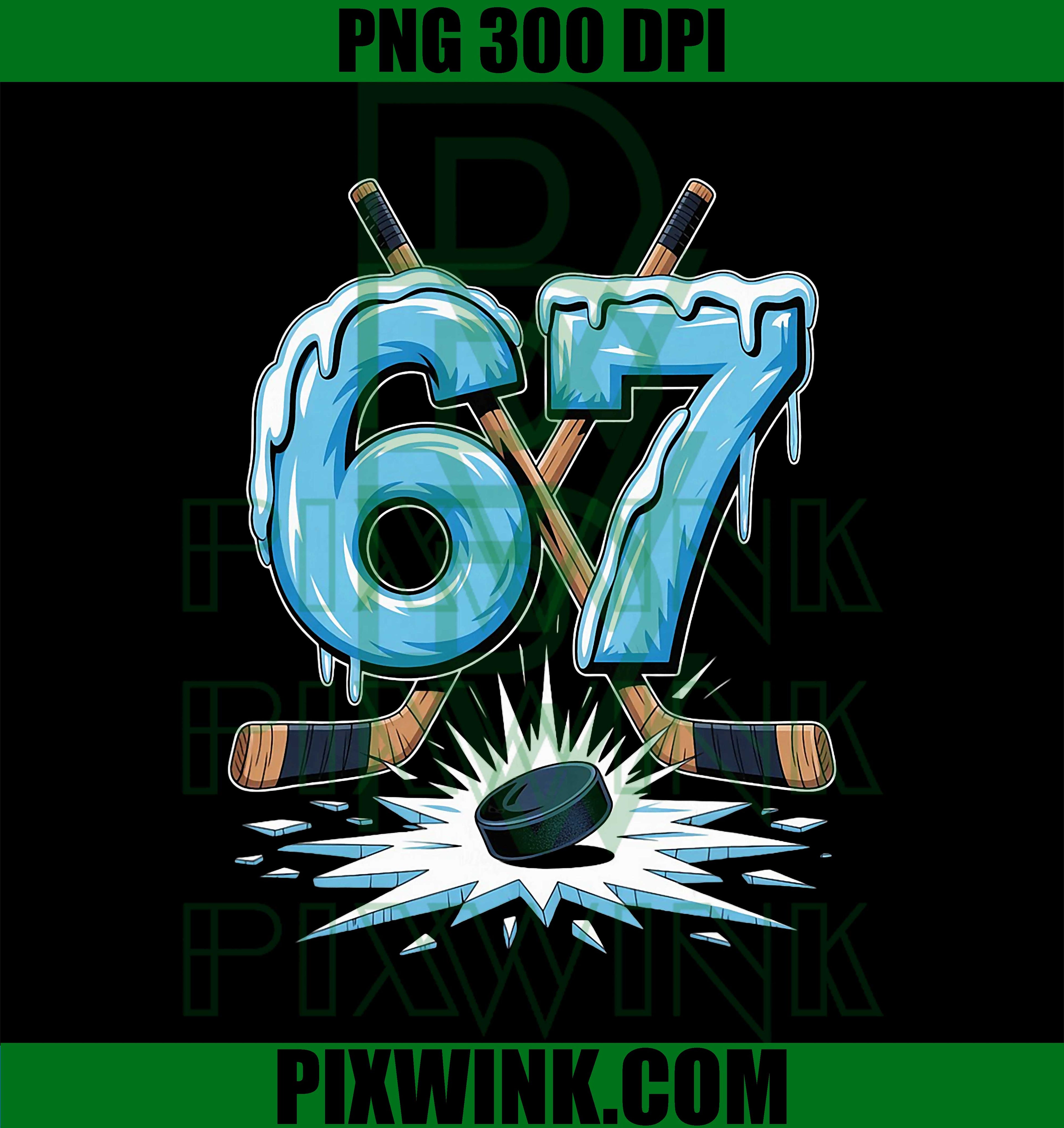 67 Six Seven Hockey Lovers Funny Meme PNG