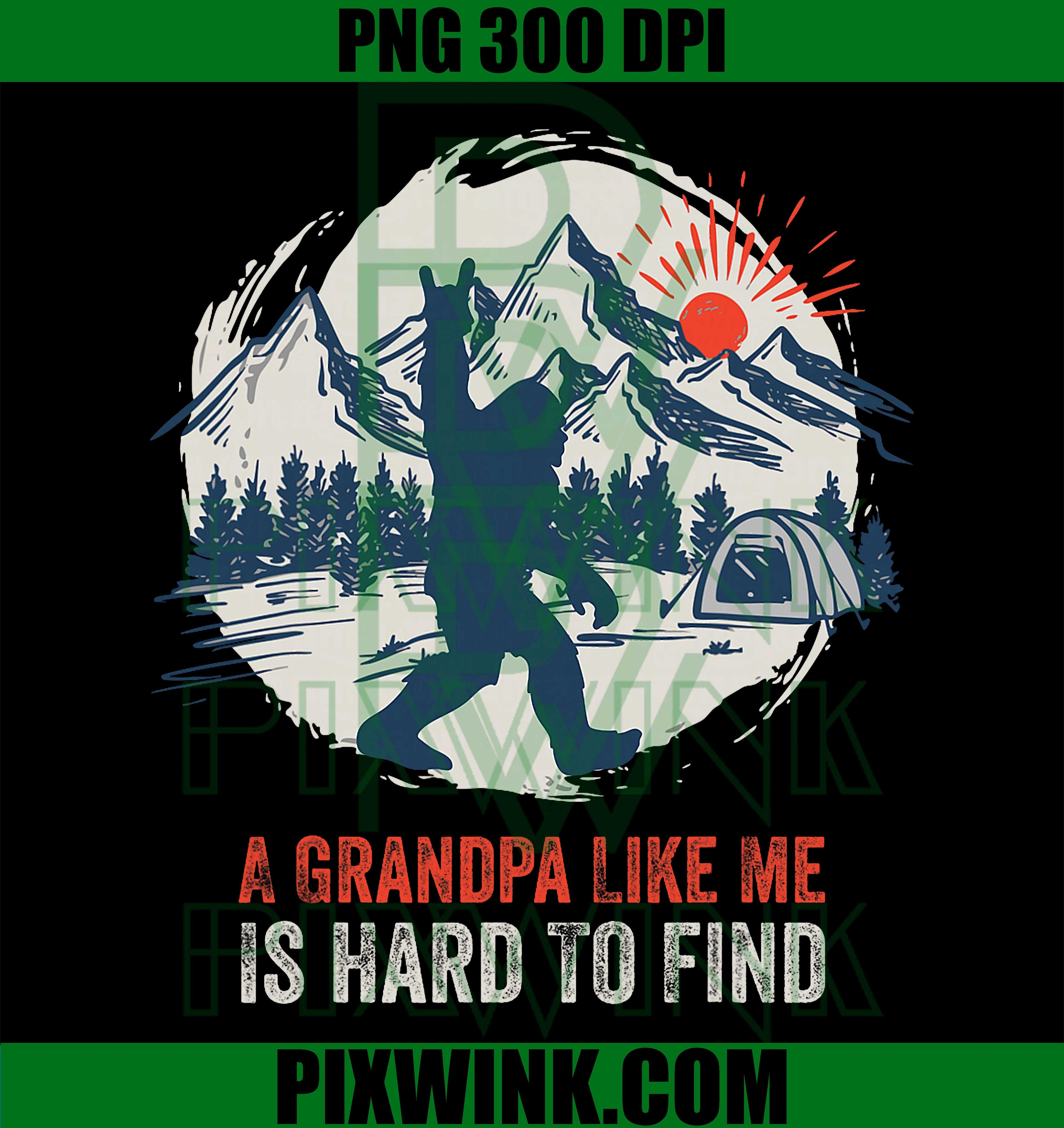 Funny Bigfoot Grandpa PNG, Hard to Find Sasquatch PNG