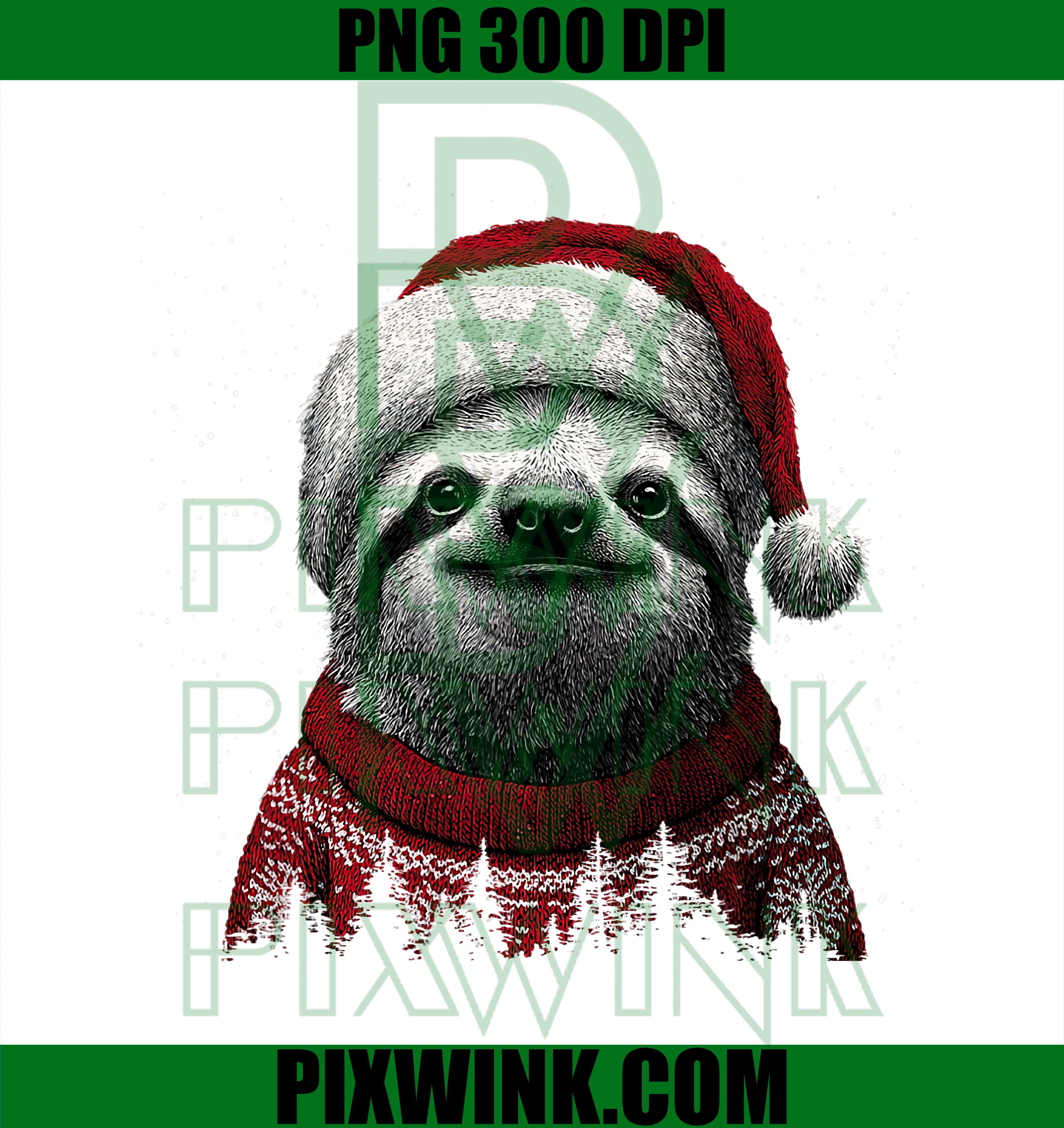 Merry Christmas, Funny Sloth Santa Hat Xmas PNG