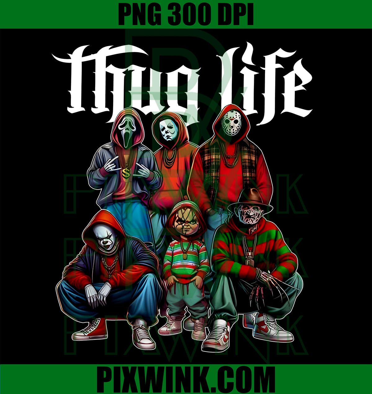 Horror Villains PNG, Thug Life Slasher PNG, Classic Killer Art PNG
