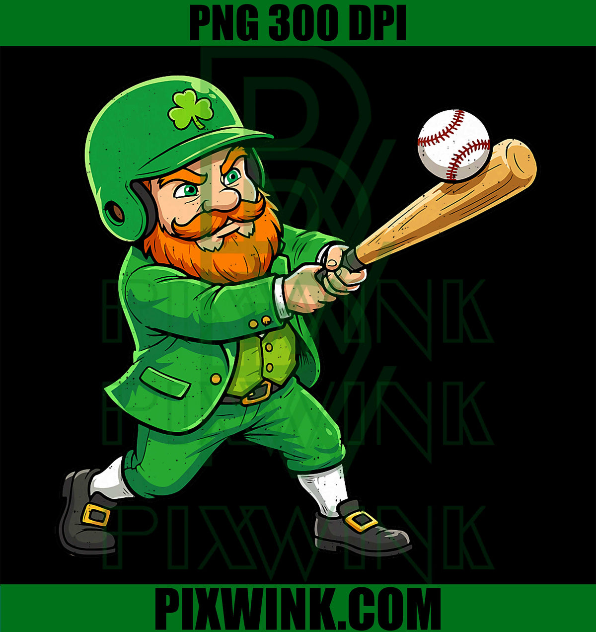 Leprechaun Playing Baseball PNG, St Patricks Day PNG