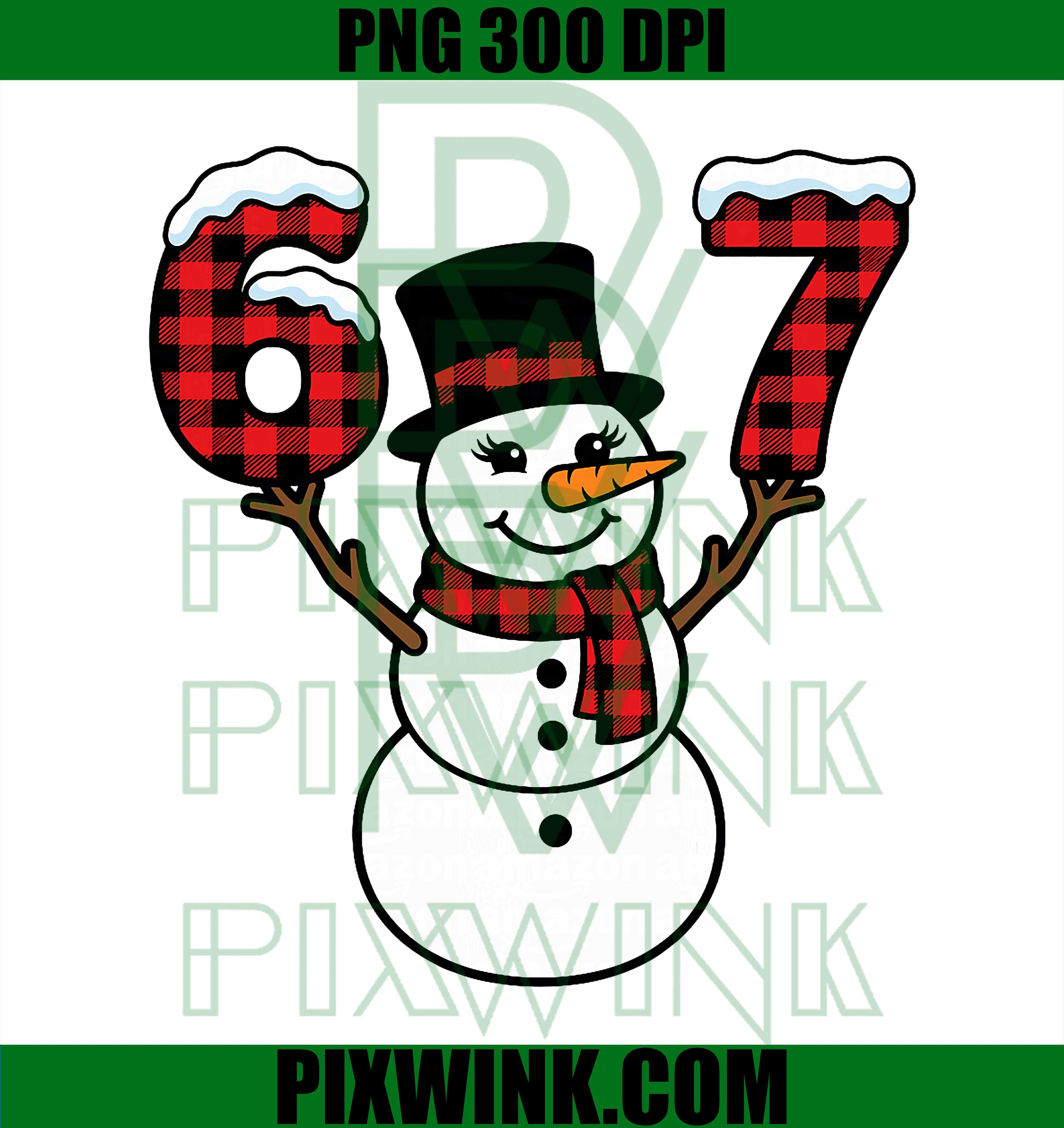 Snowman Buffalo Plaid 67 Cute Winter Number PNG