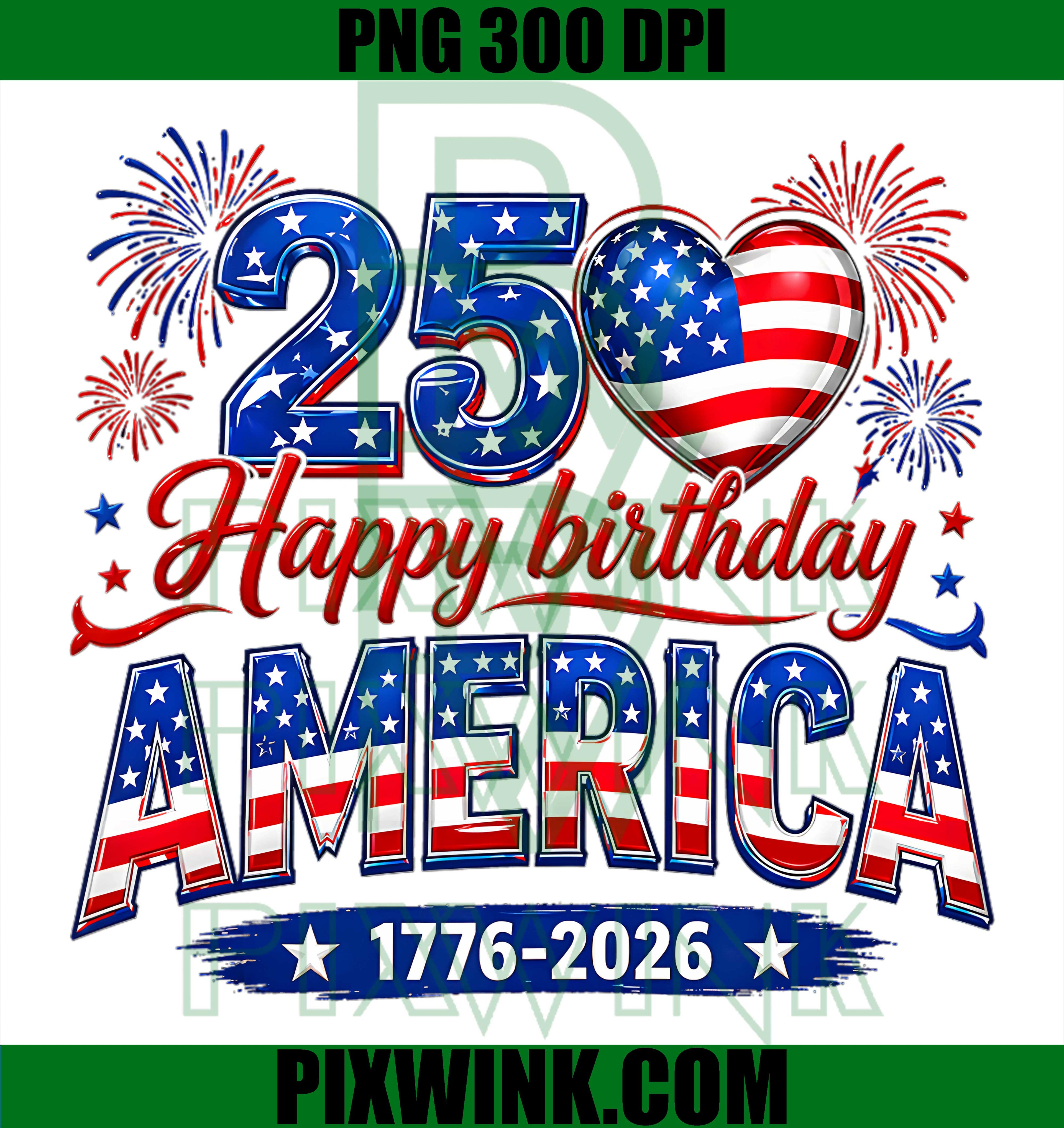 Happy America USA 250 Years PNG,1776 2026 Patriotic Celebration PNG