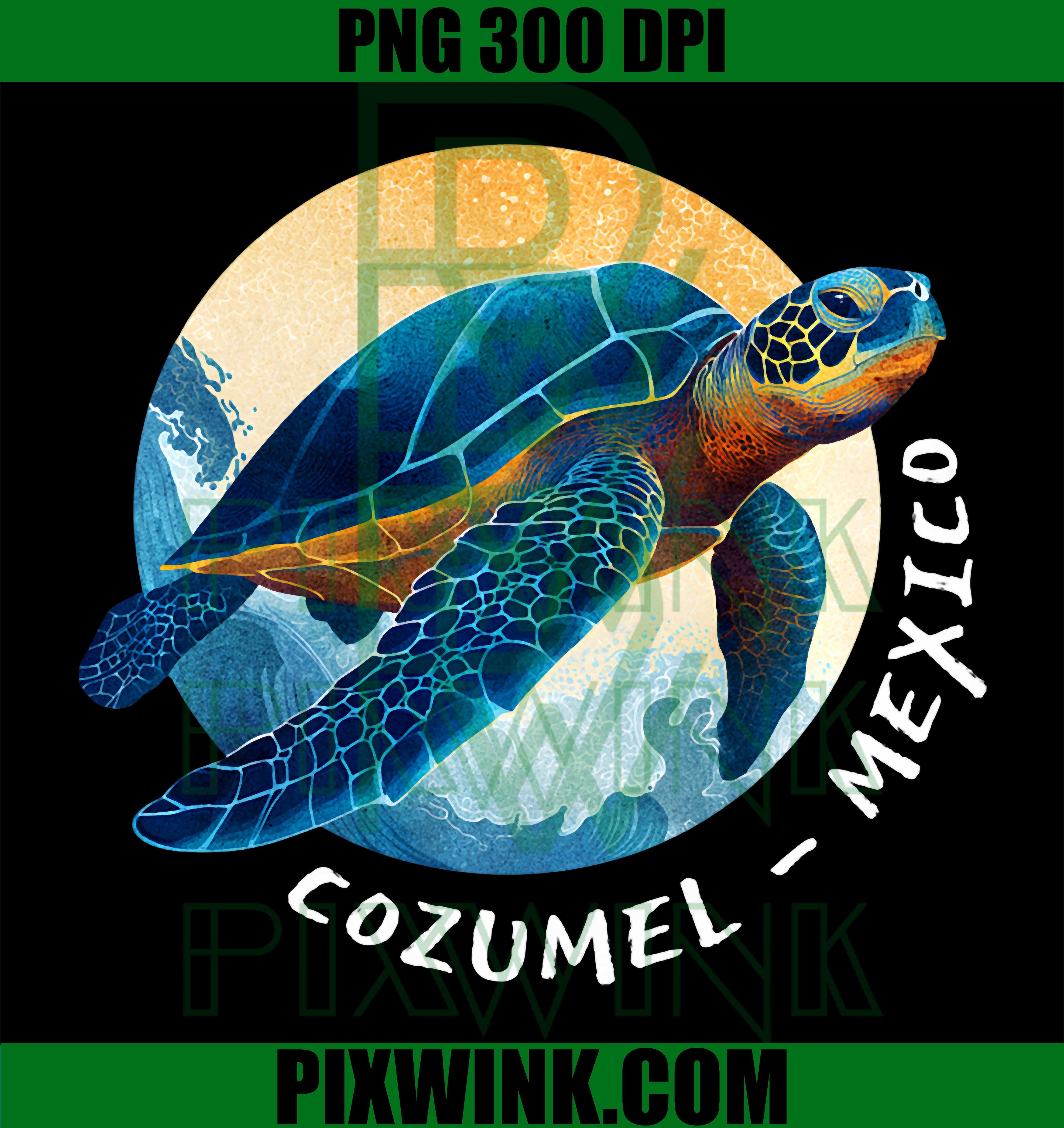 Cozumel Turtle, Cozumel PNG, Colorful Ocean Turtle Art
