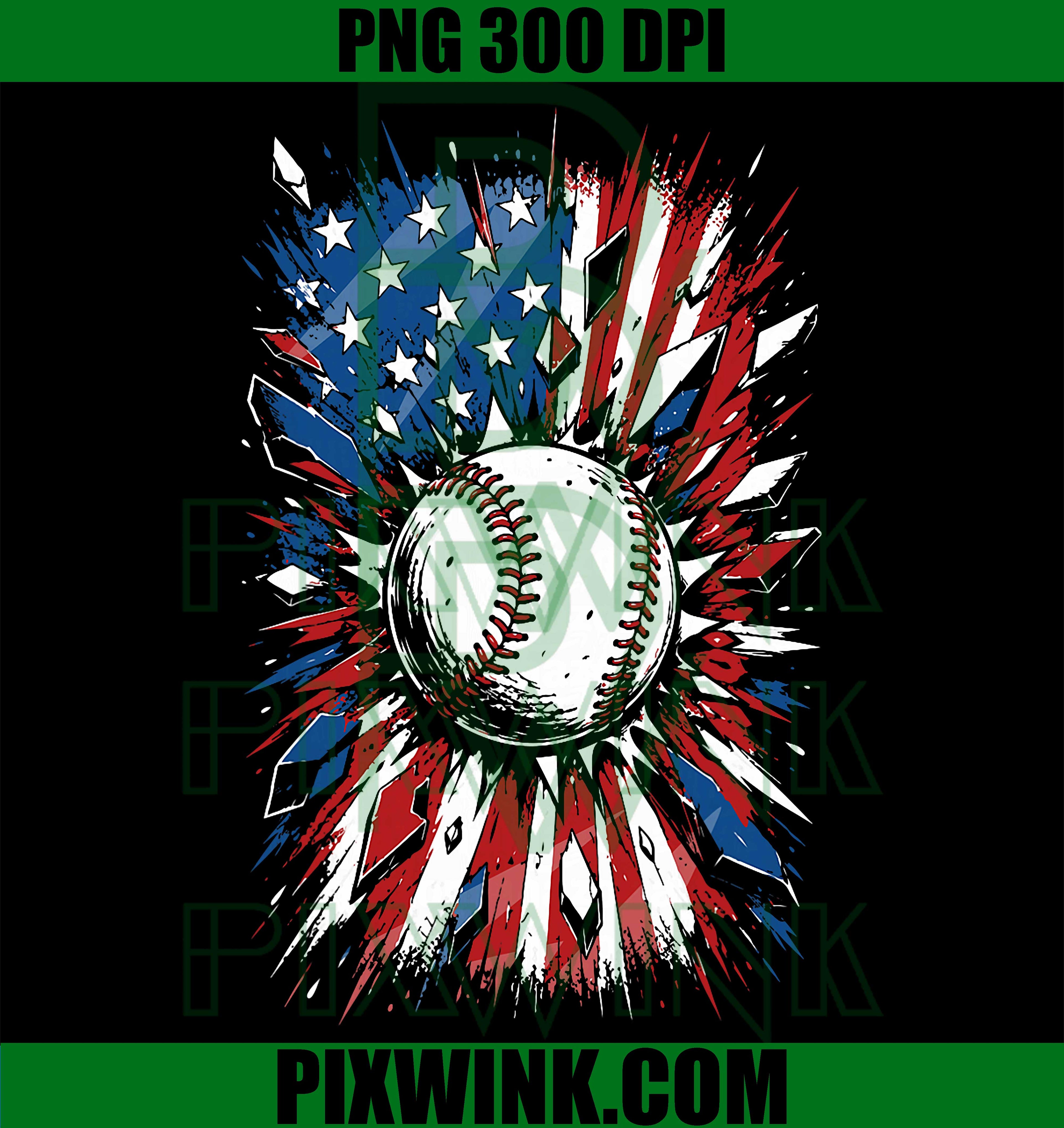 Patriotic Baseball USA Flag PNG, 4th of July Baseball Boys PNG