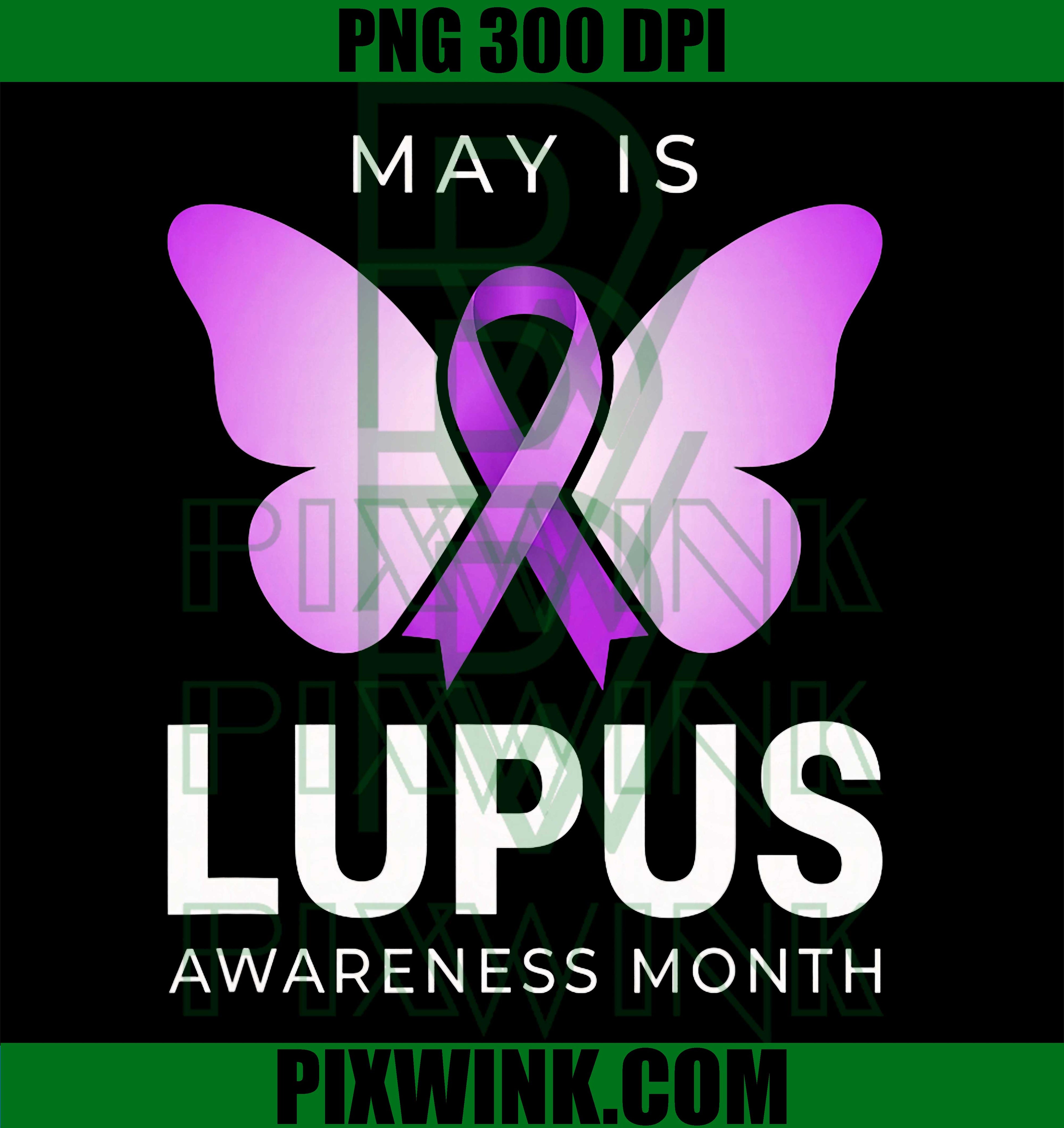 May Is Lupus Month Butterfly PNG, Purple Ribbon Awareness Design PNG