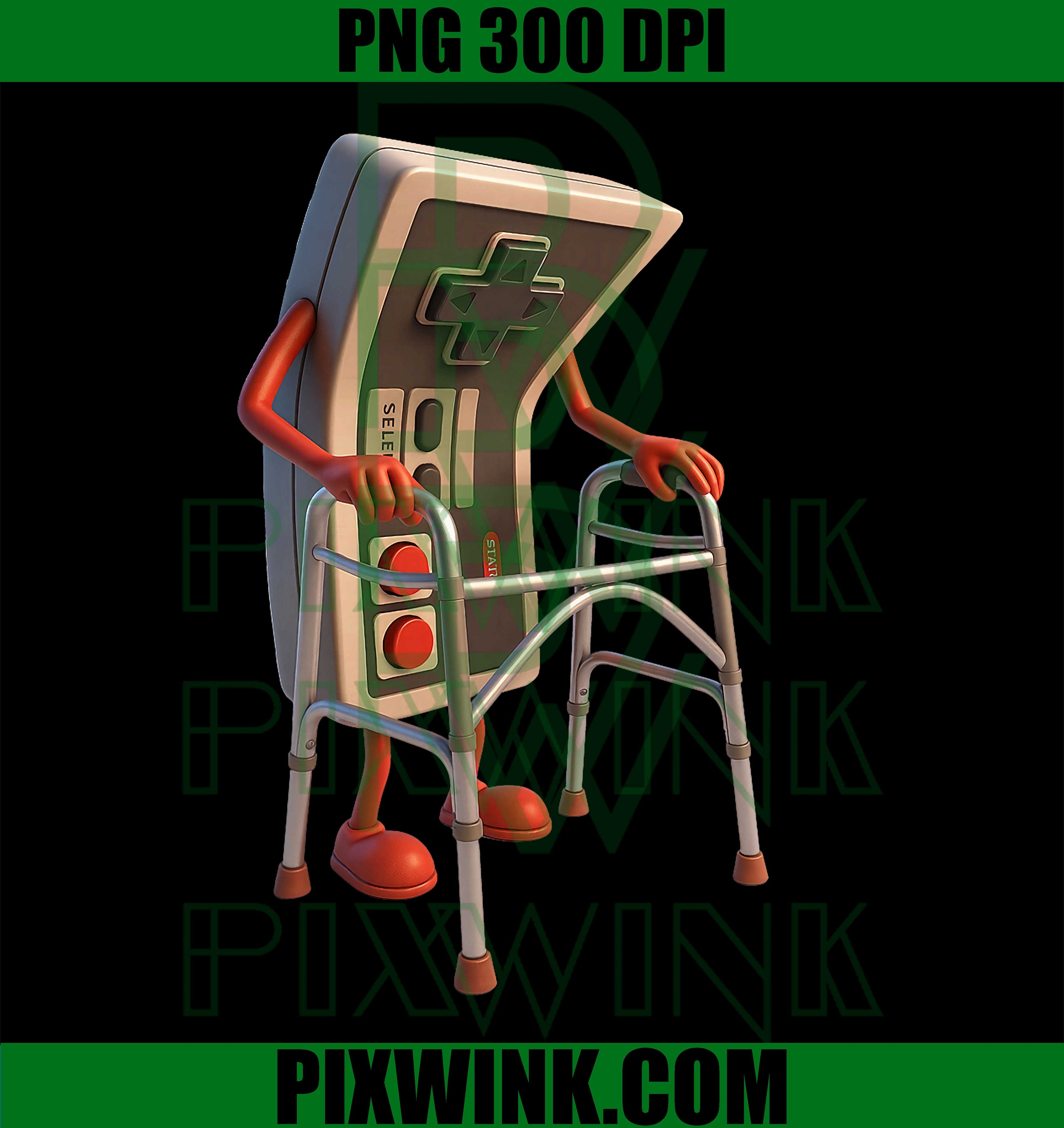 Funny Old Gamer – Retro 80s 90s Video Game PNG