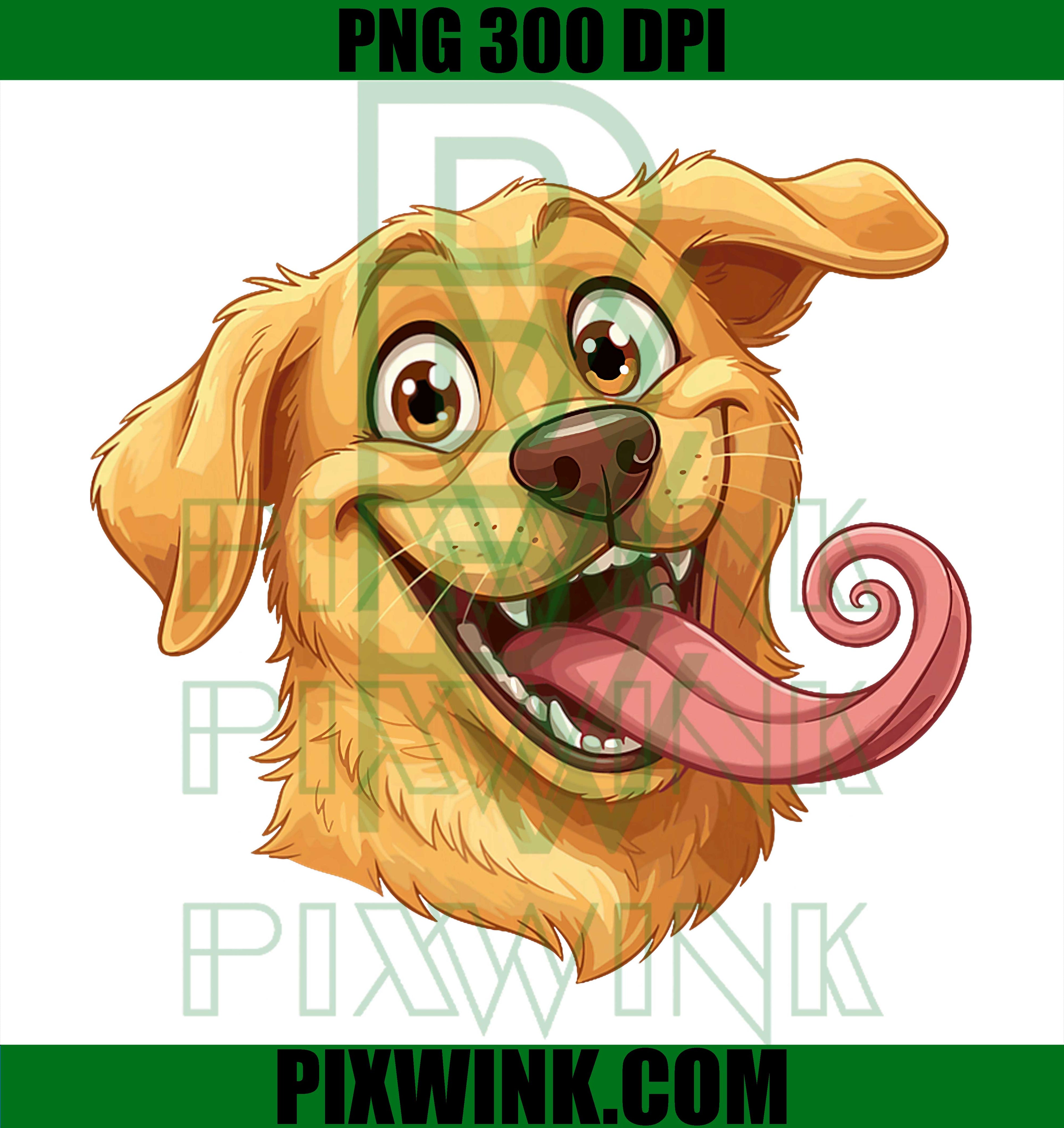 Happy Golden Retriever Tongue Out PNG, Funny Smiling Puppy Dog PNG