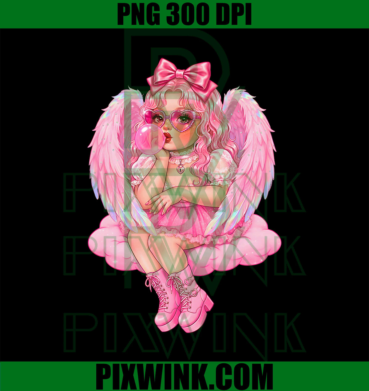 Retro Cupid Valentine Day PNG, Cute Vintage Cupid Blowing Bubble PNG