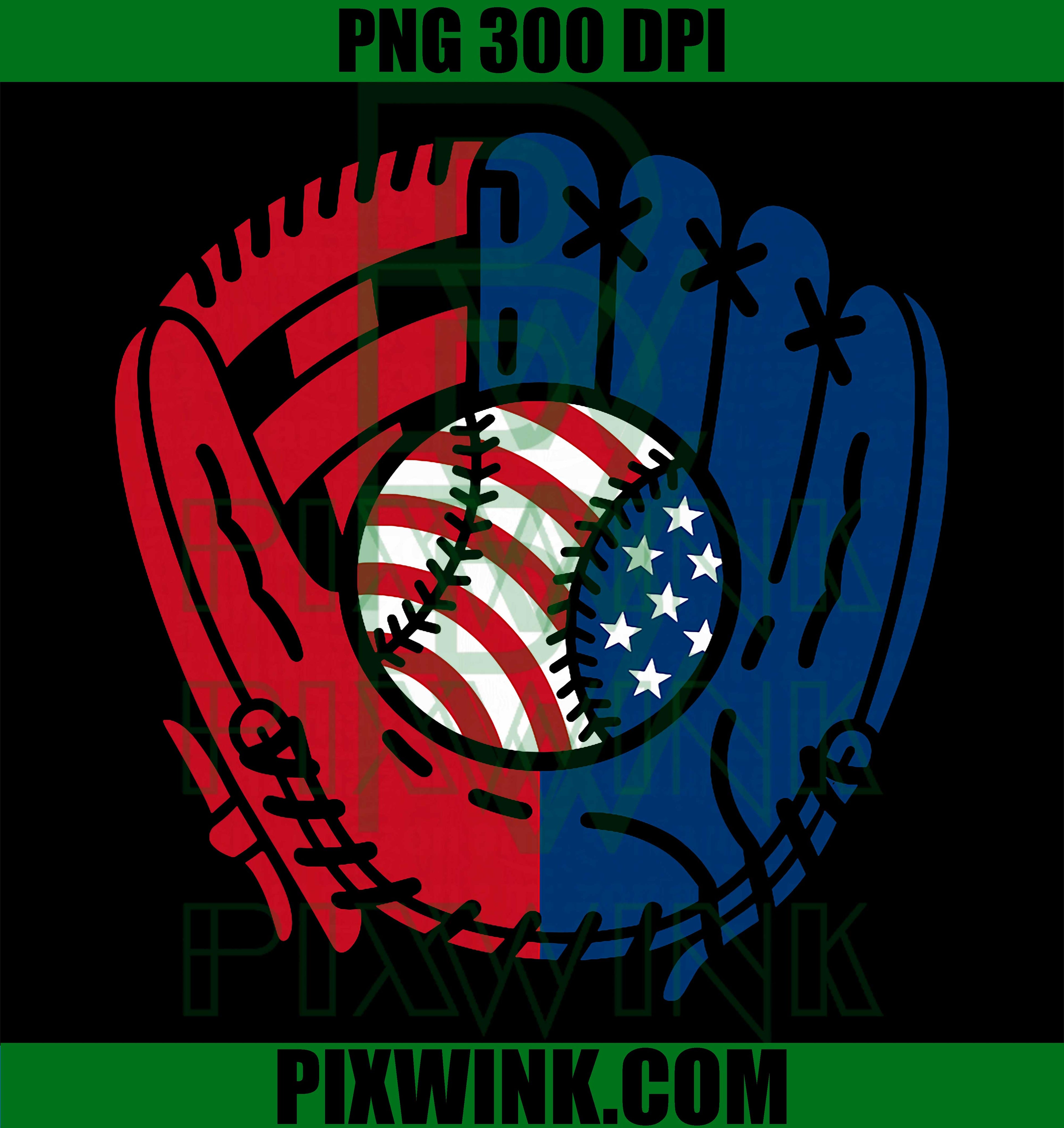 Patriotic Baseball Glove Drip PNG, American Flag Baseball PNG