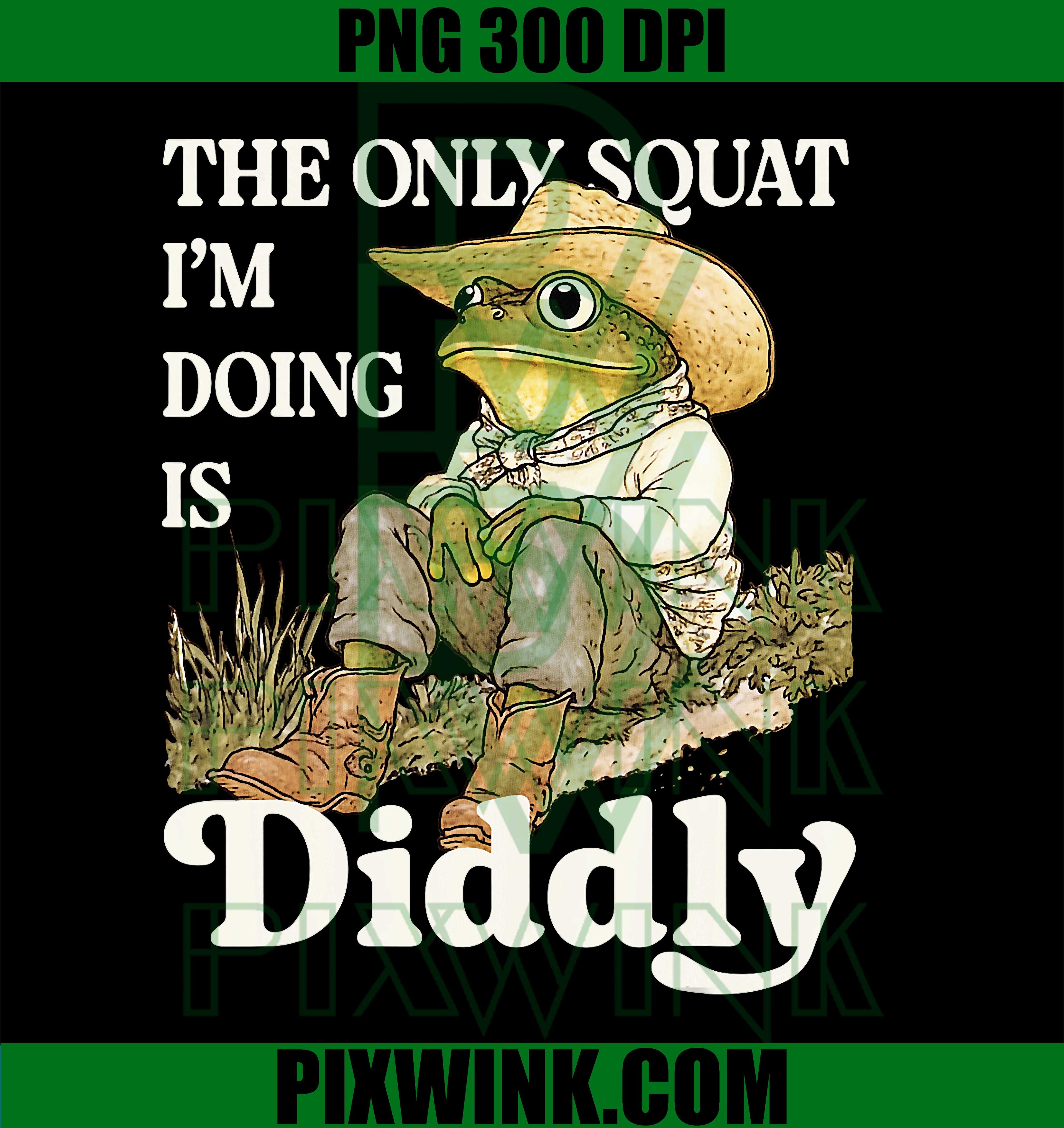 Frog Toad Cowboy PNG, Western Only Squat PNG, Funny Diddly Art PNG