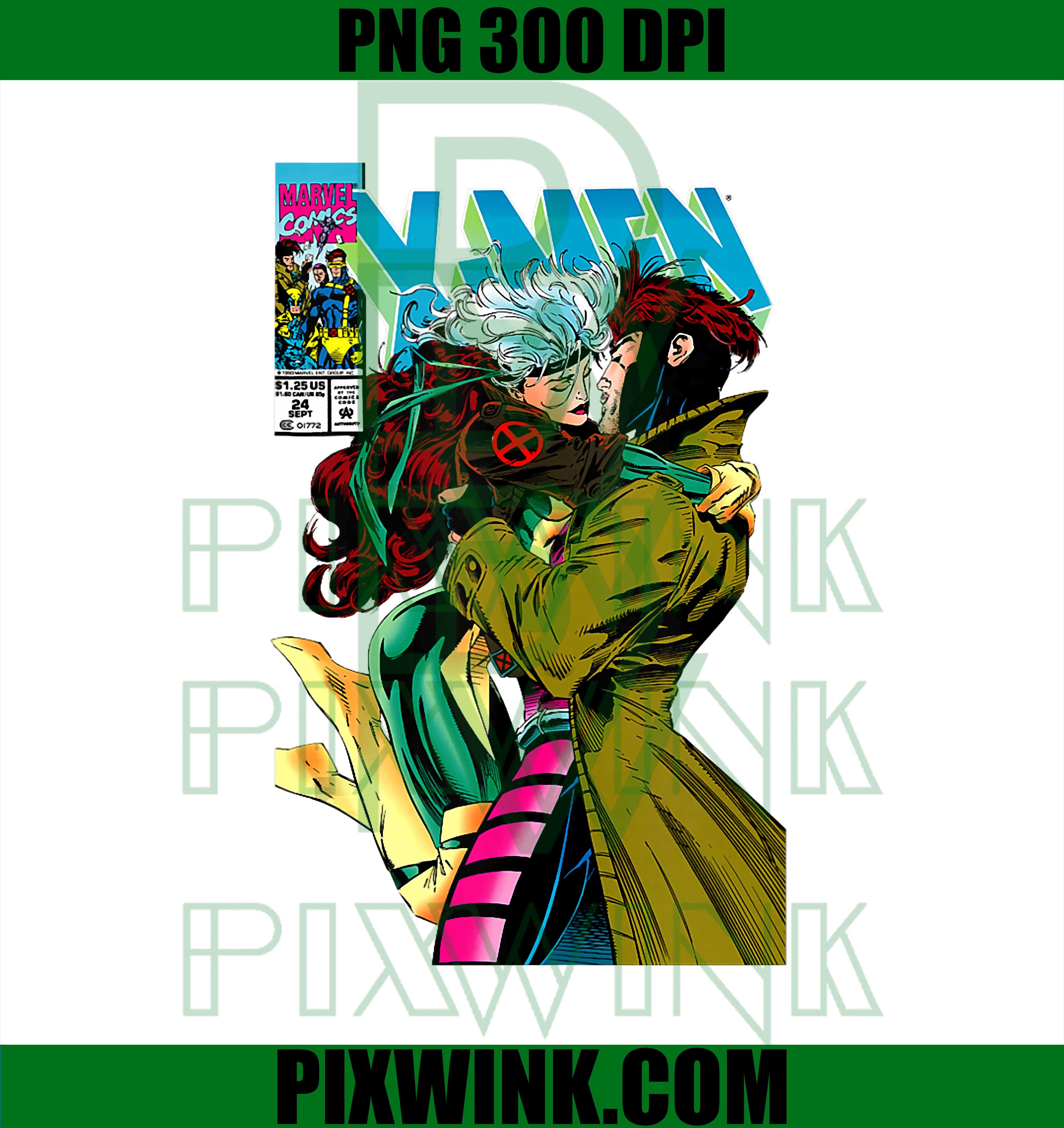Marvel X-Men Gambit & Rogue PNG, Beautiful Couple Cover PNG