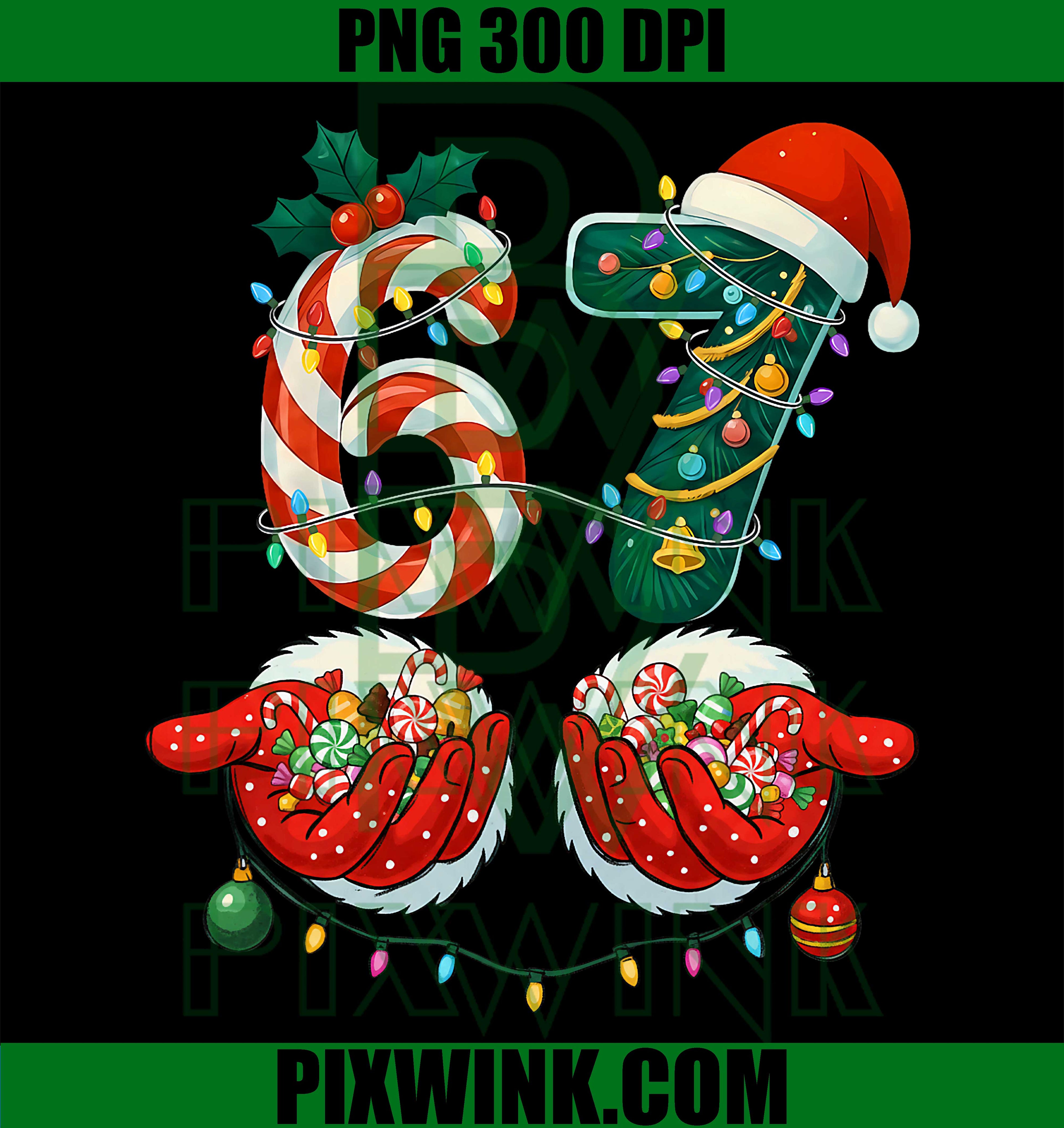 Funny Six Seven 6 7 Meme PNG, Christmas Family Xmas Santa 67 PNG