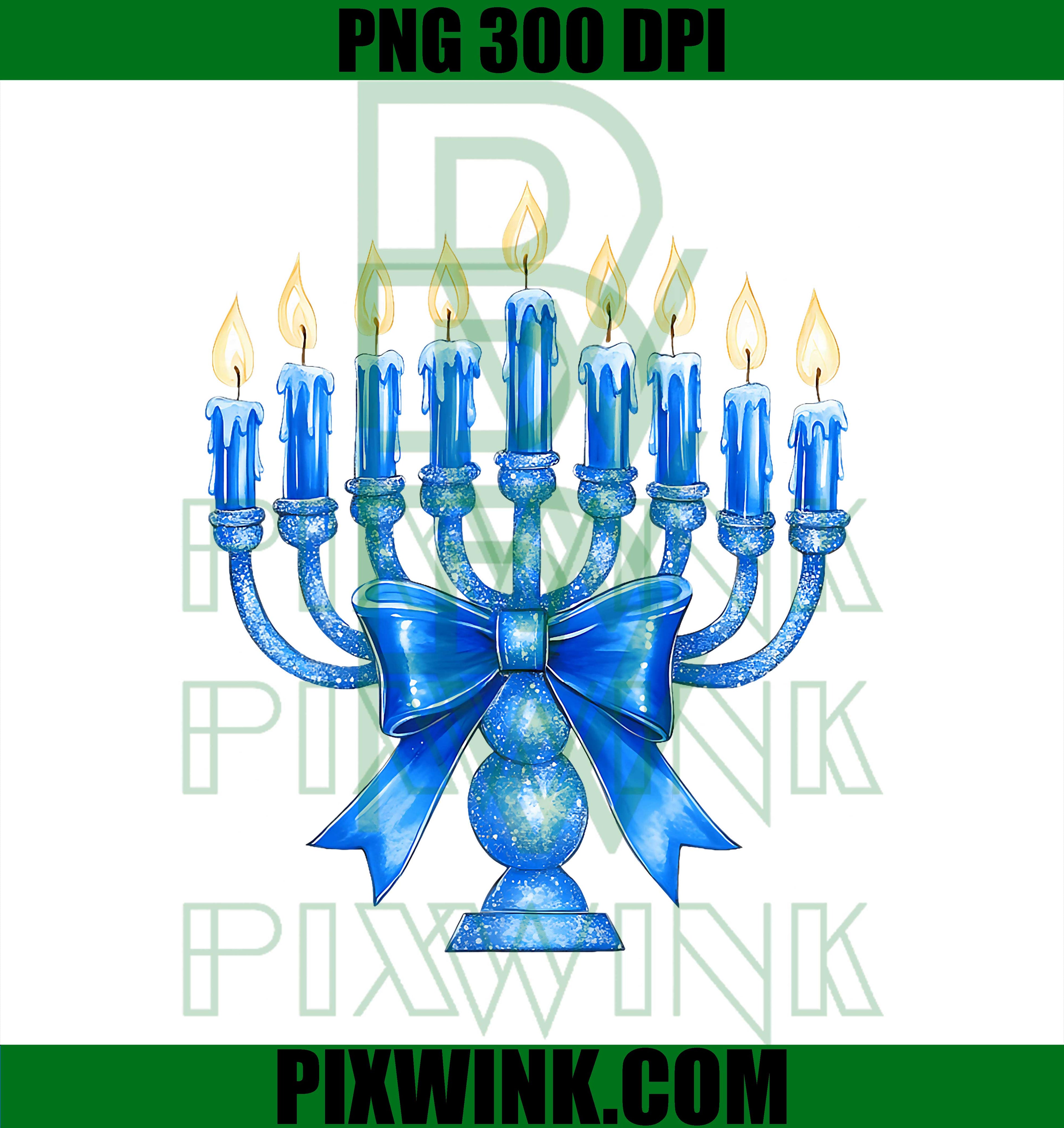 Coquette Hanukkah, Jewish Menorah Bow for Women Girl PNG