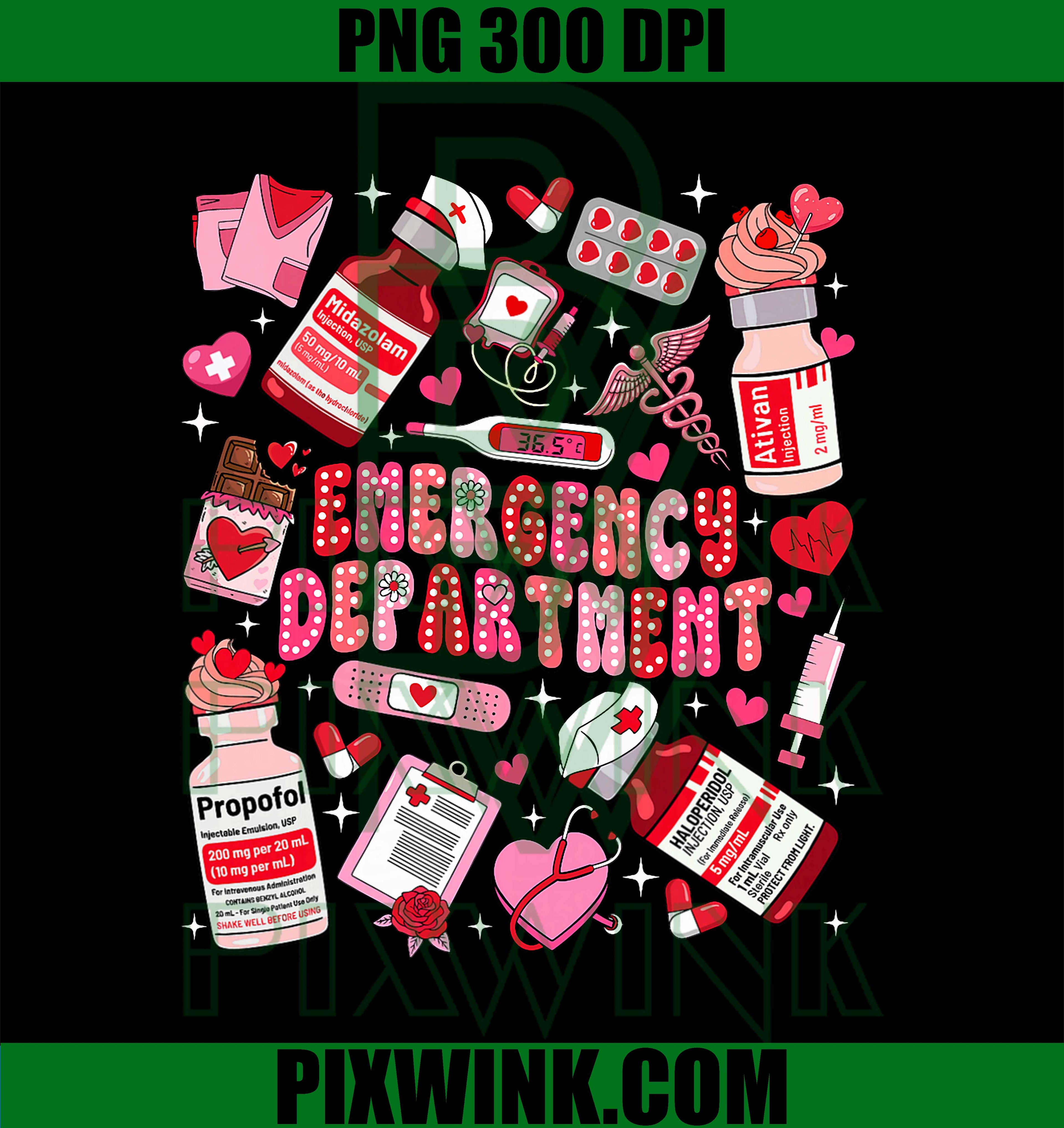 Retro Emergency Department PNG, ED ER Nurse Valentines Day PNG
