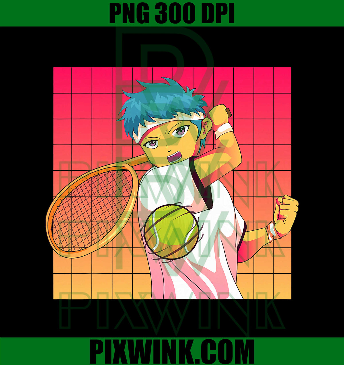 Tennis Player Anime PNG, Boy Racket Sports Retro Vaporwave PNG