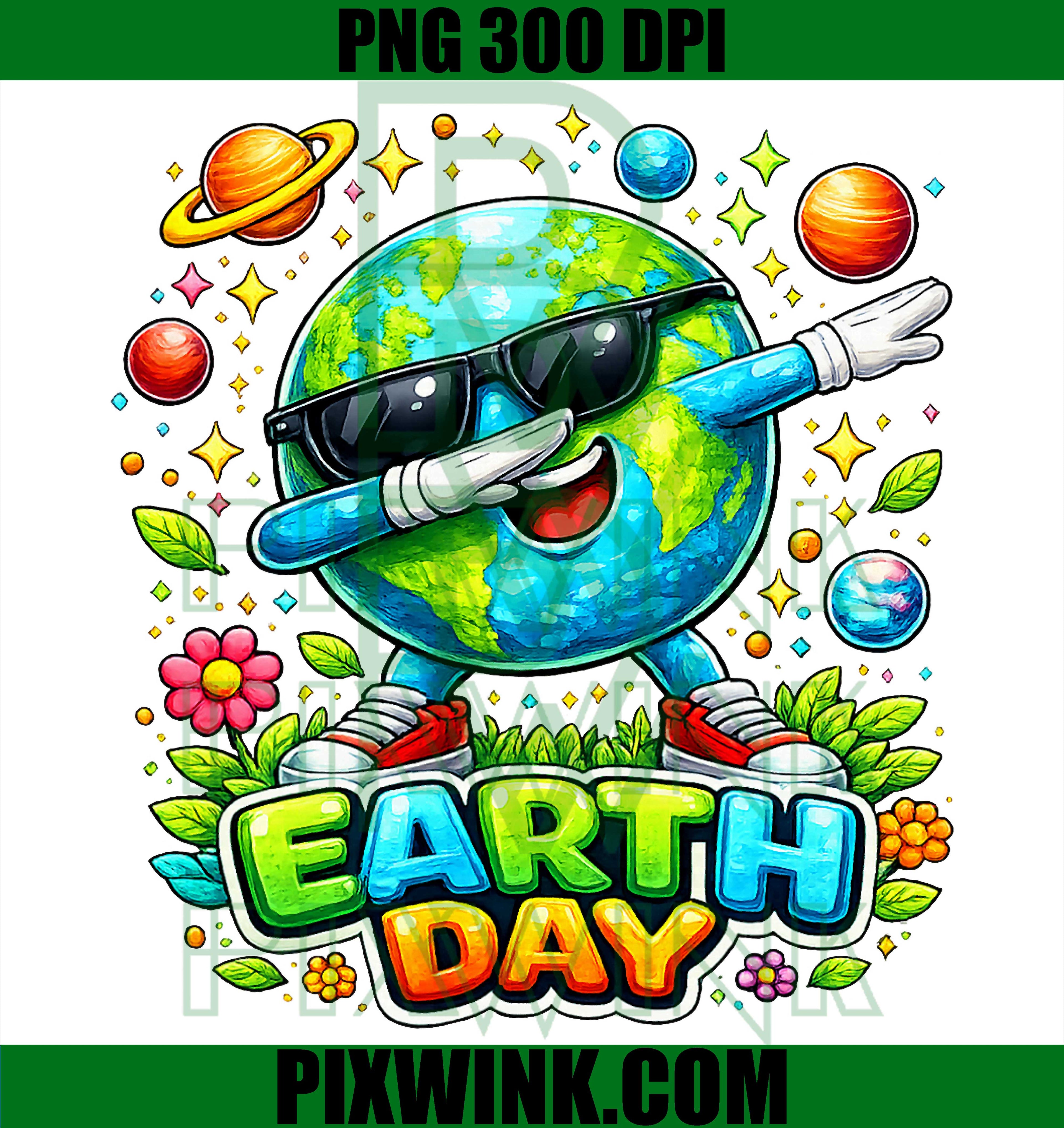Dabbing Earth Day PNG, Funny Kids Earth Day PNG Design