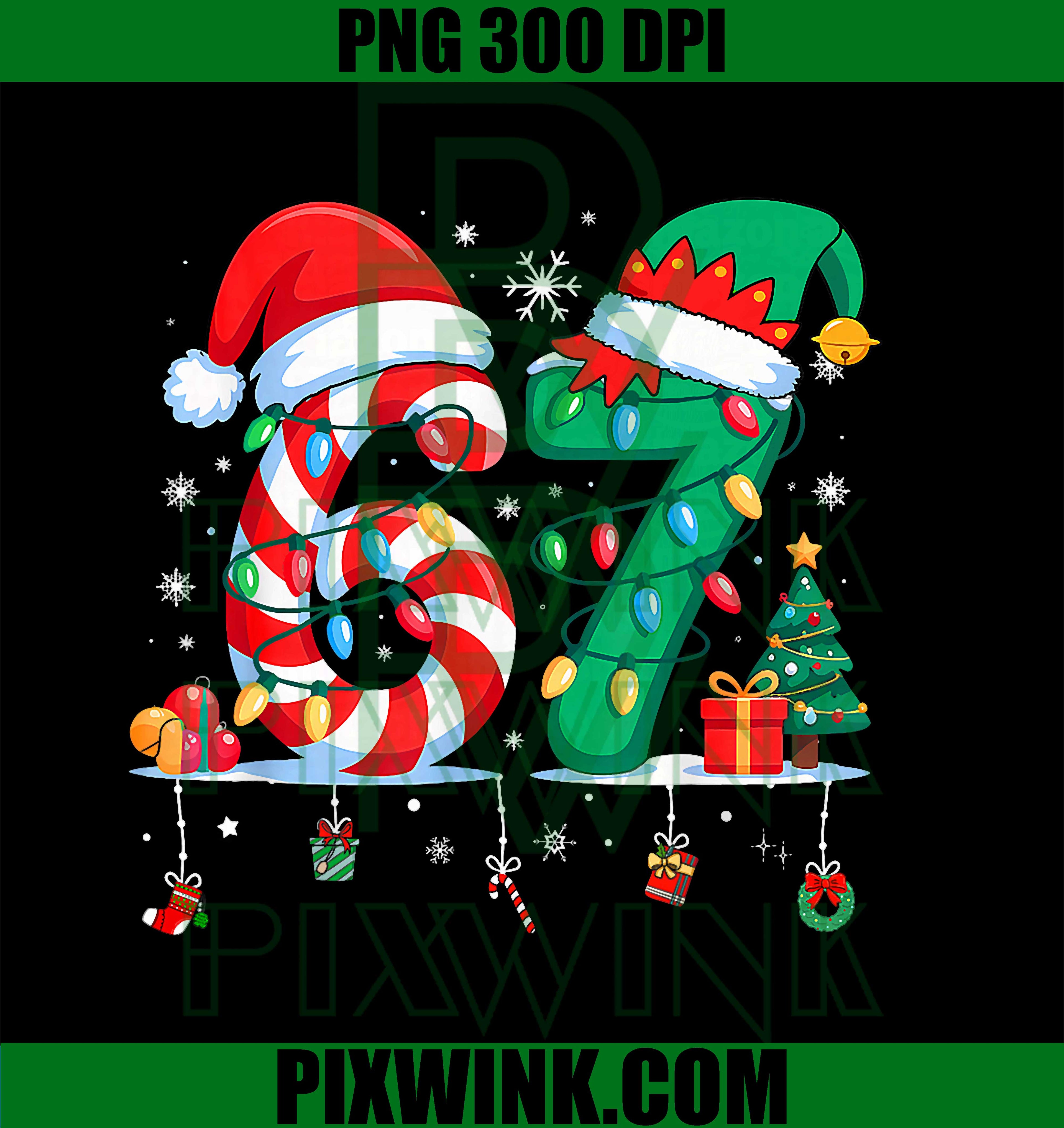 67 Six Seven Xmas Funny Christmas 6 7 Meme PNG