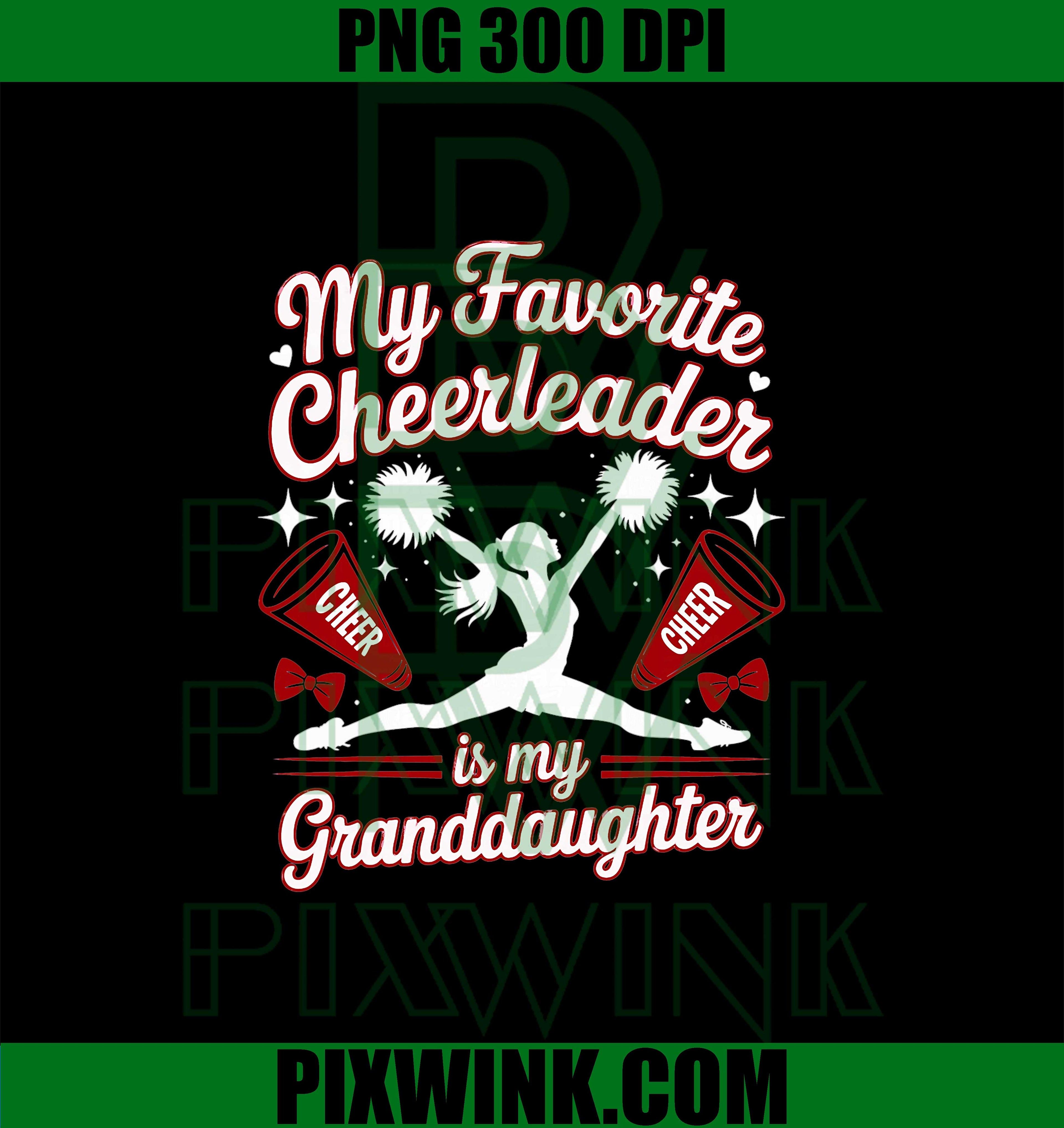 My Favorite Cheerleader is My Granddaughter Burgundy Red PNG, Maroon and White Cheer PNG