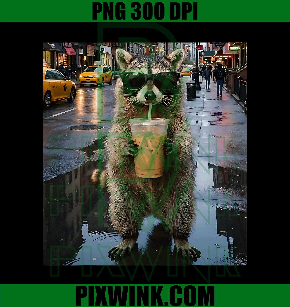 Raccoon Iced Coffee PNG, Funny Animal Meme PNG, Cute Coffee Raccoon PNG
