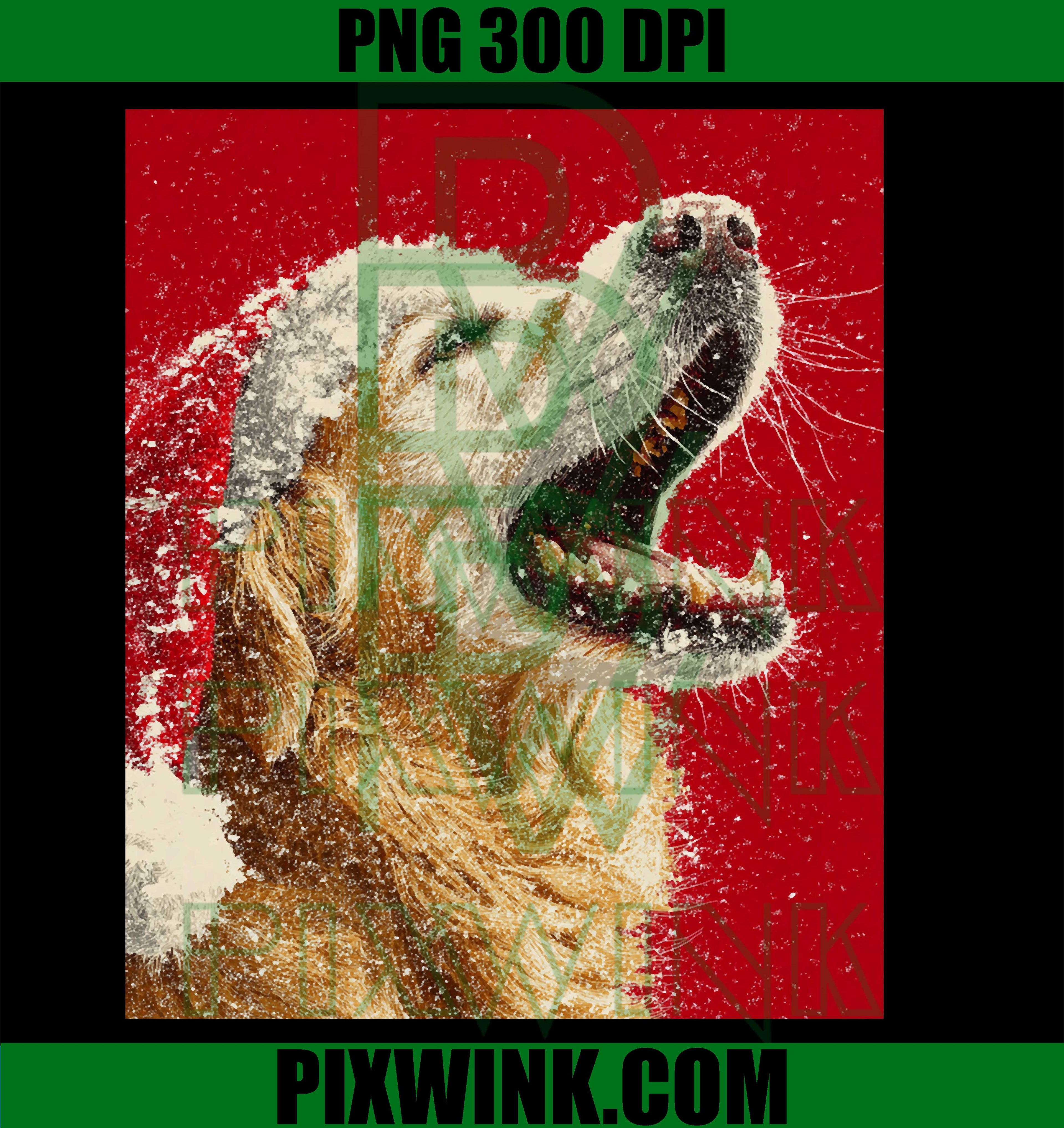 Pop Art Christmas Golden Retriever PNG