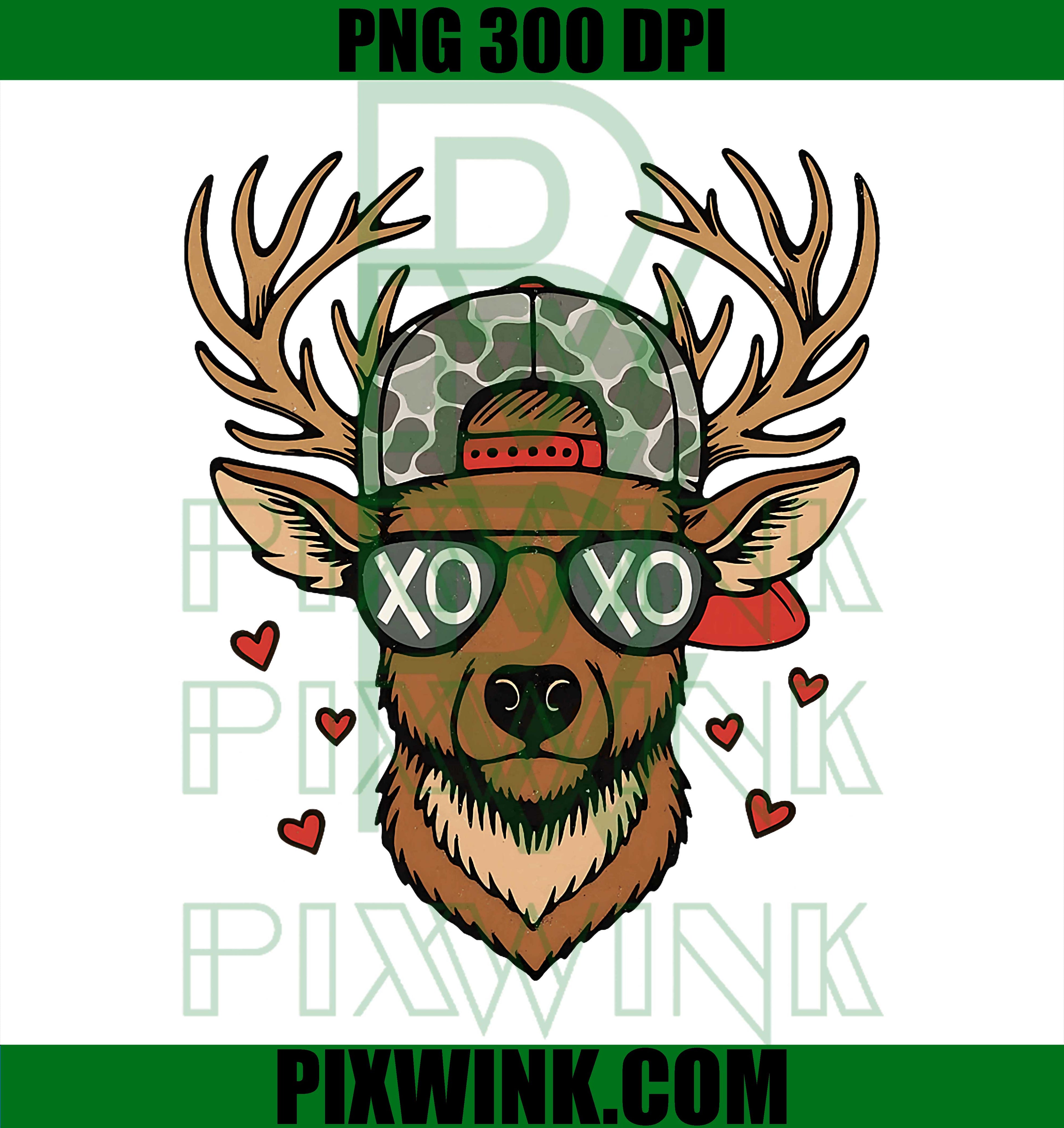 Cute Deer with XO Glasses PNG, Valentine Love Animal Design PNG