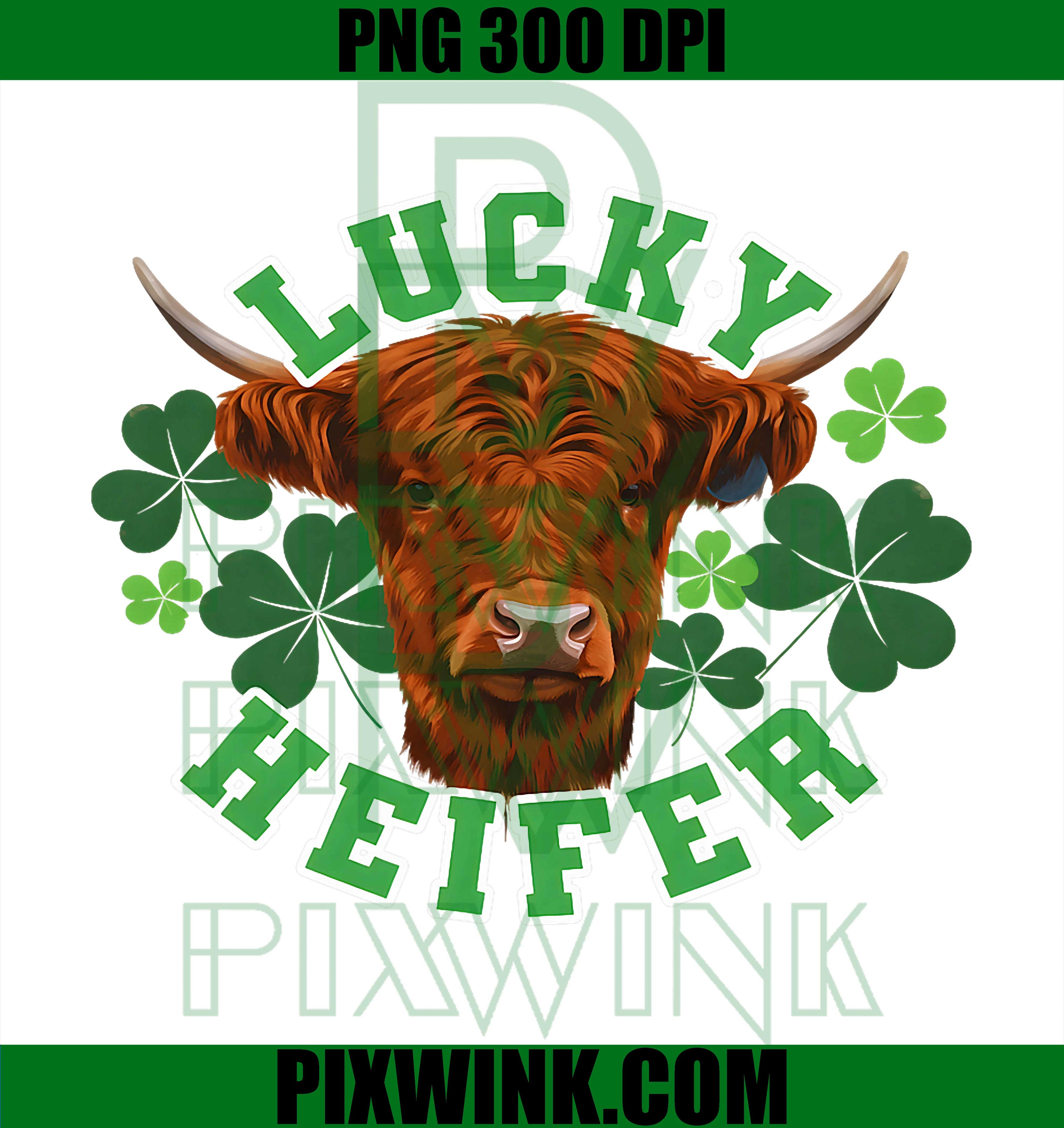 Lucky Heifer PNG, Funny St Patrick’s Day Cow Shamrock Graphic PNG