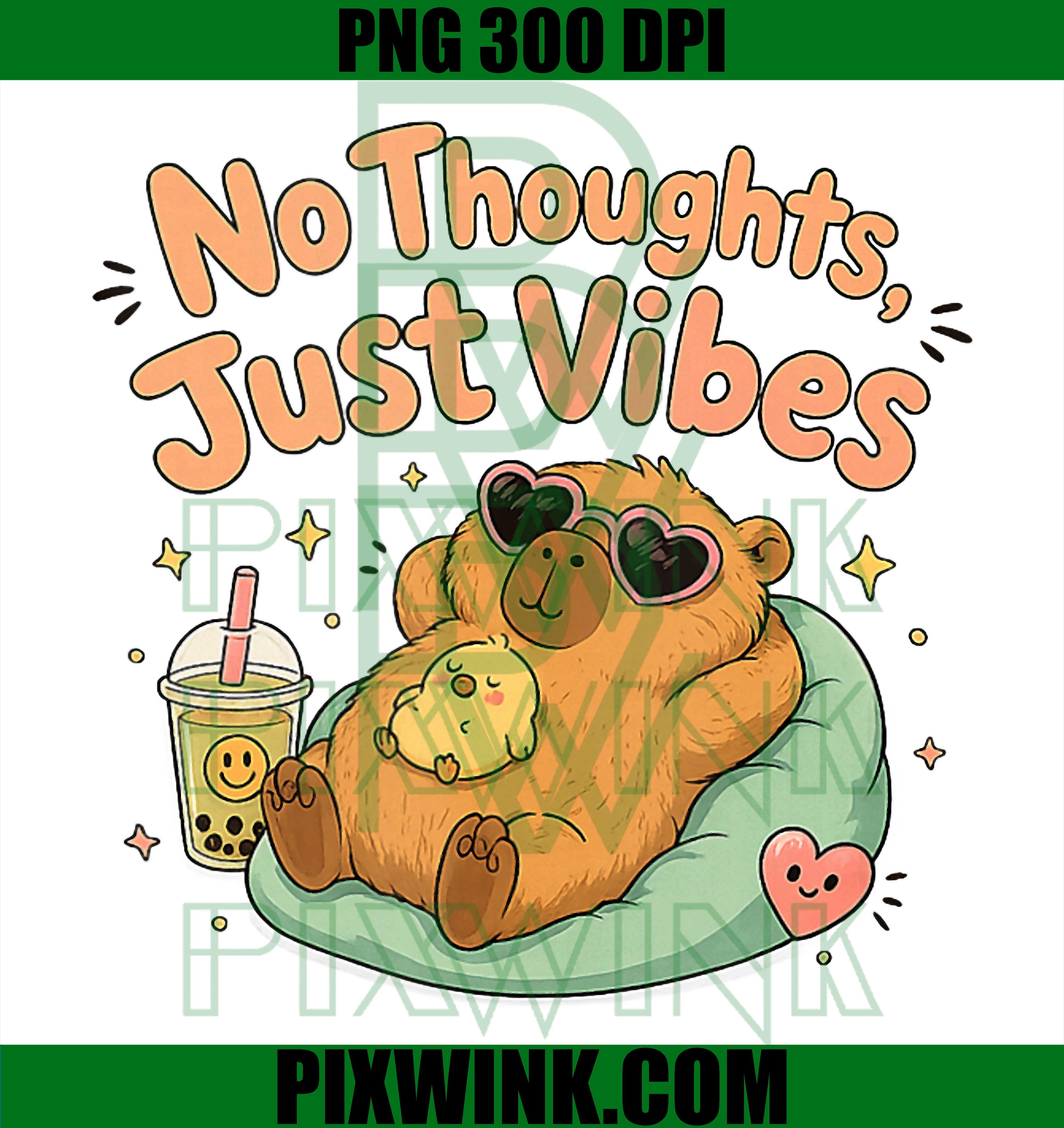 No Thoughts Just Vibes PNG, Funny Chill Quote PNG