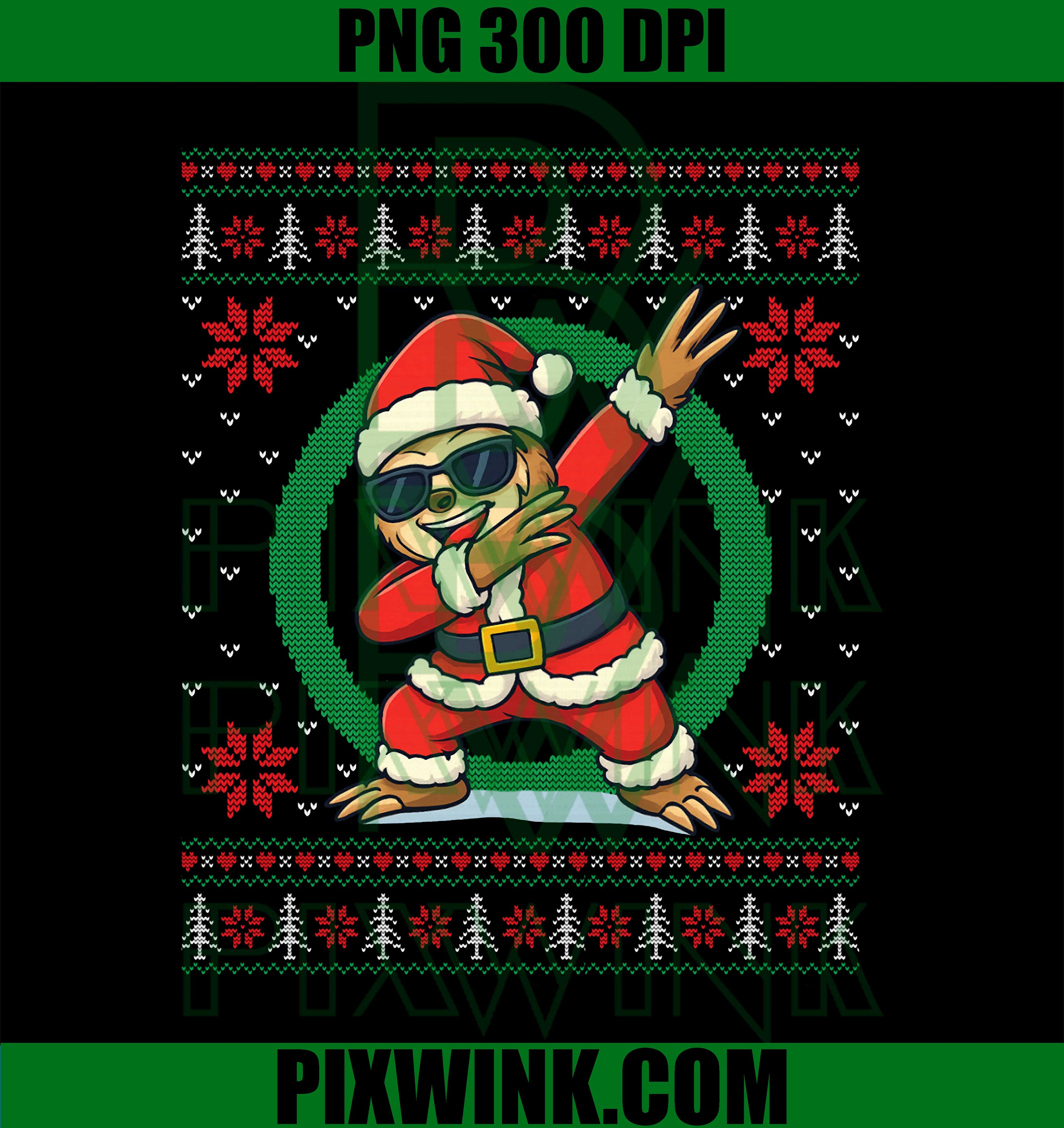 Dabbing Santa Sloth Merry Slothmas Christmas PNG