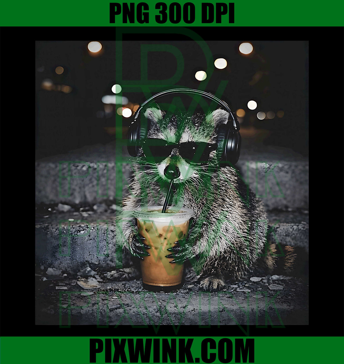 Raccoon Iced Coffee PNG, Funny Animal Meme PNG, Cute Raccoon PNG
