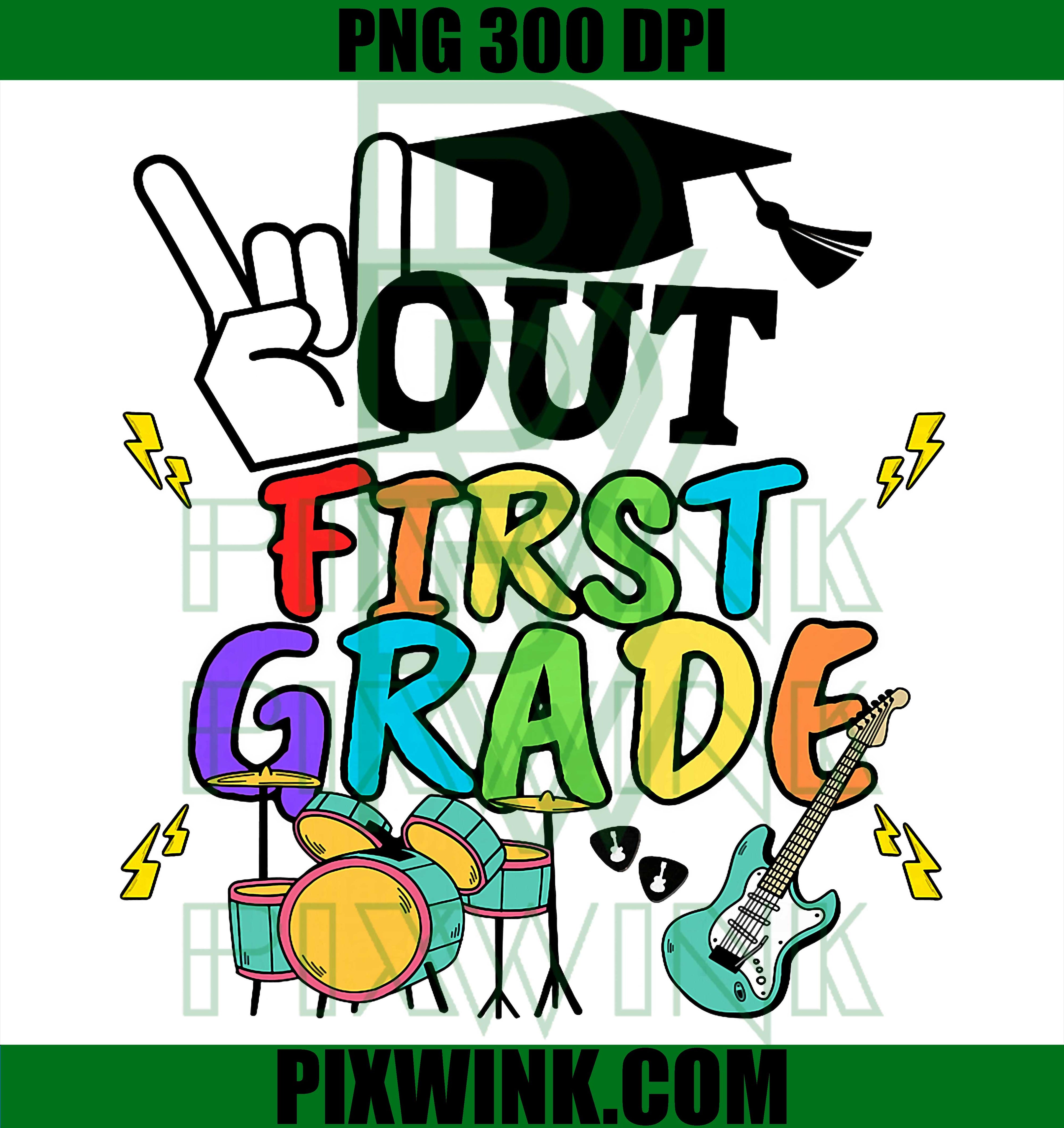 Peace Out 1st Grade Band Graduation PNG, Last Day Of School Design PNG