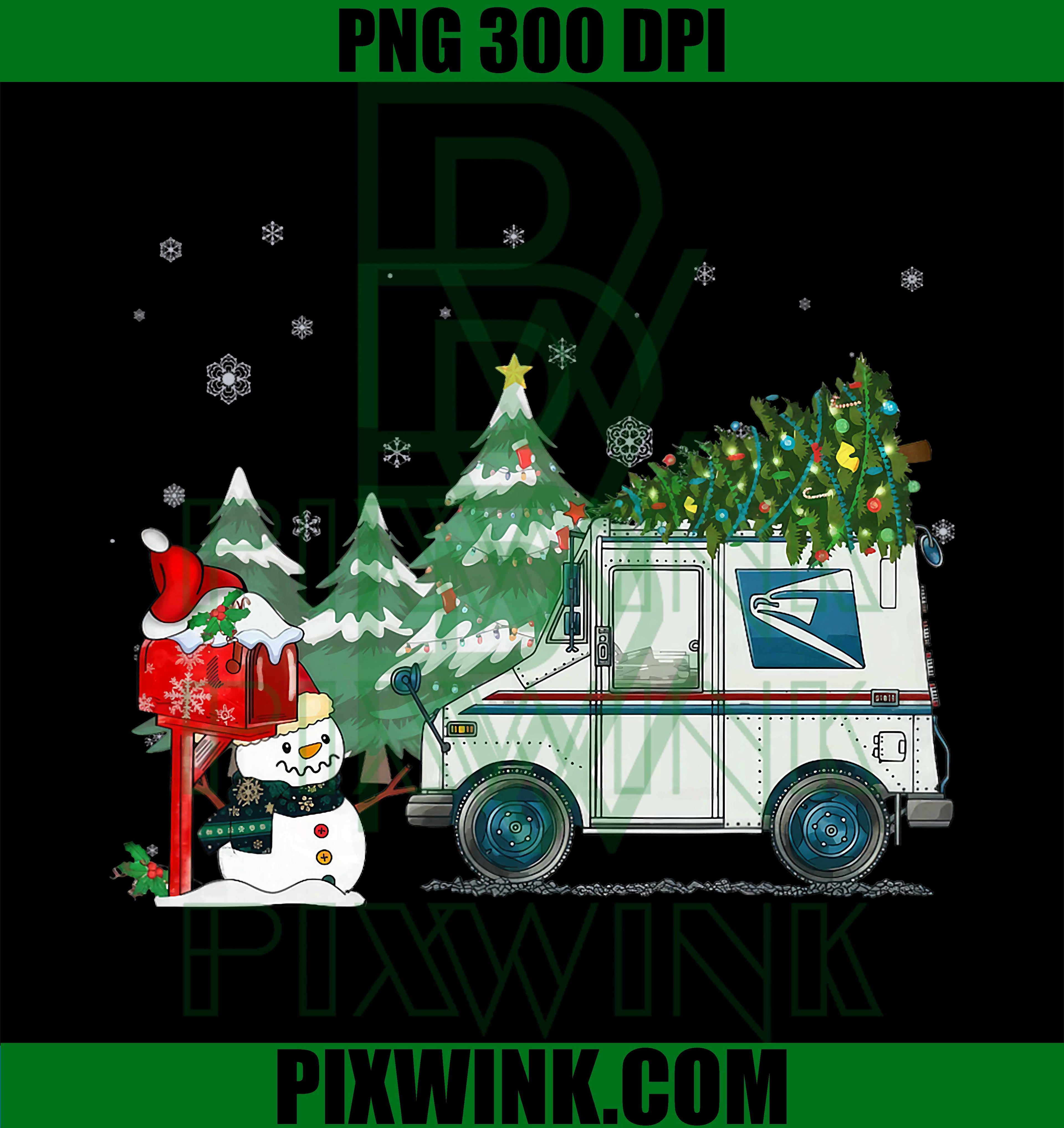 Postal Worker Christmas Mail Truck Cute Holiday PNG