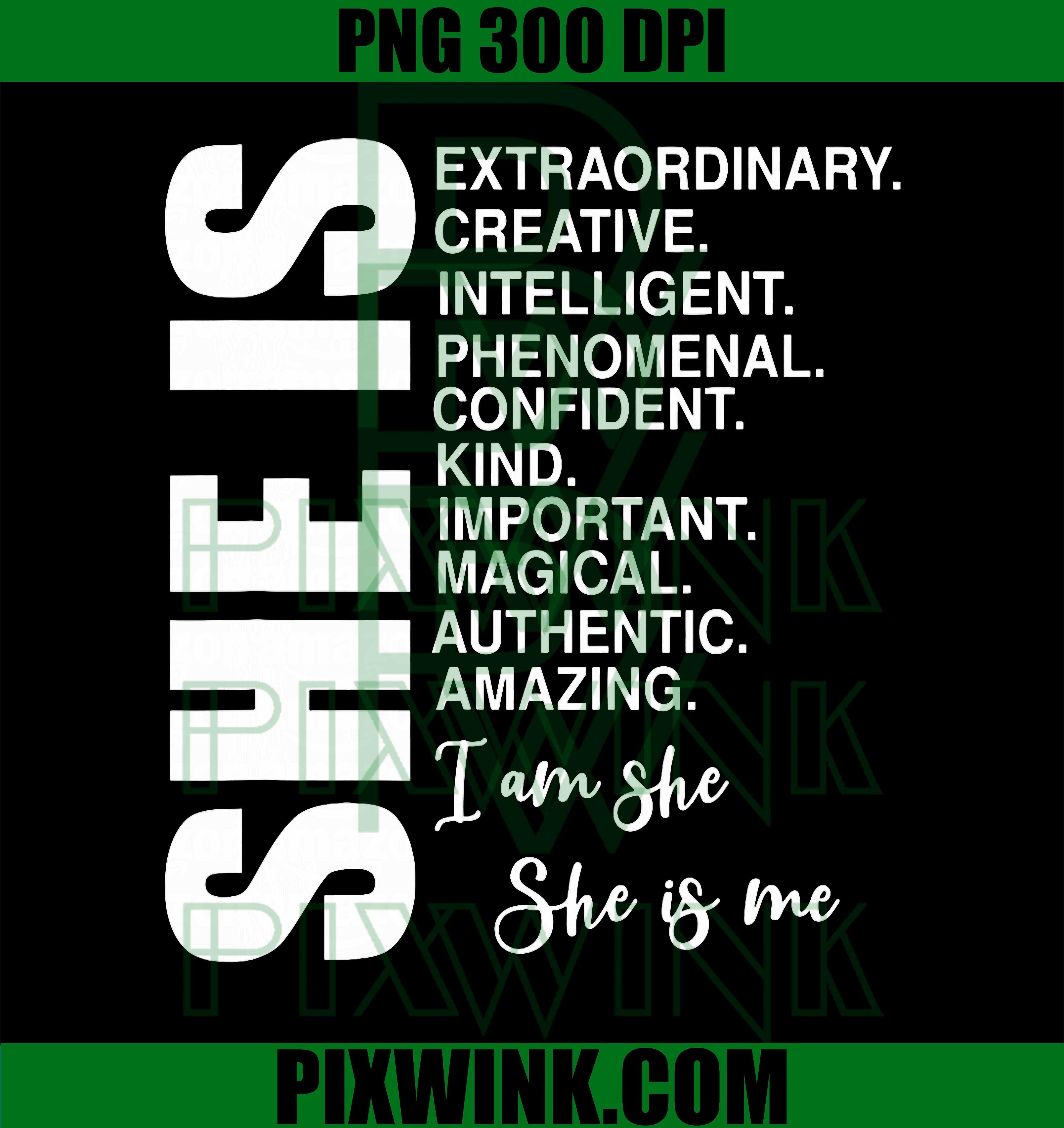 Woman Affirmation She Is Me PNG, Feminist Quote PNG
