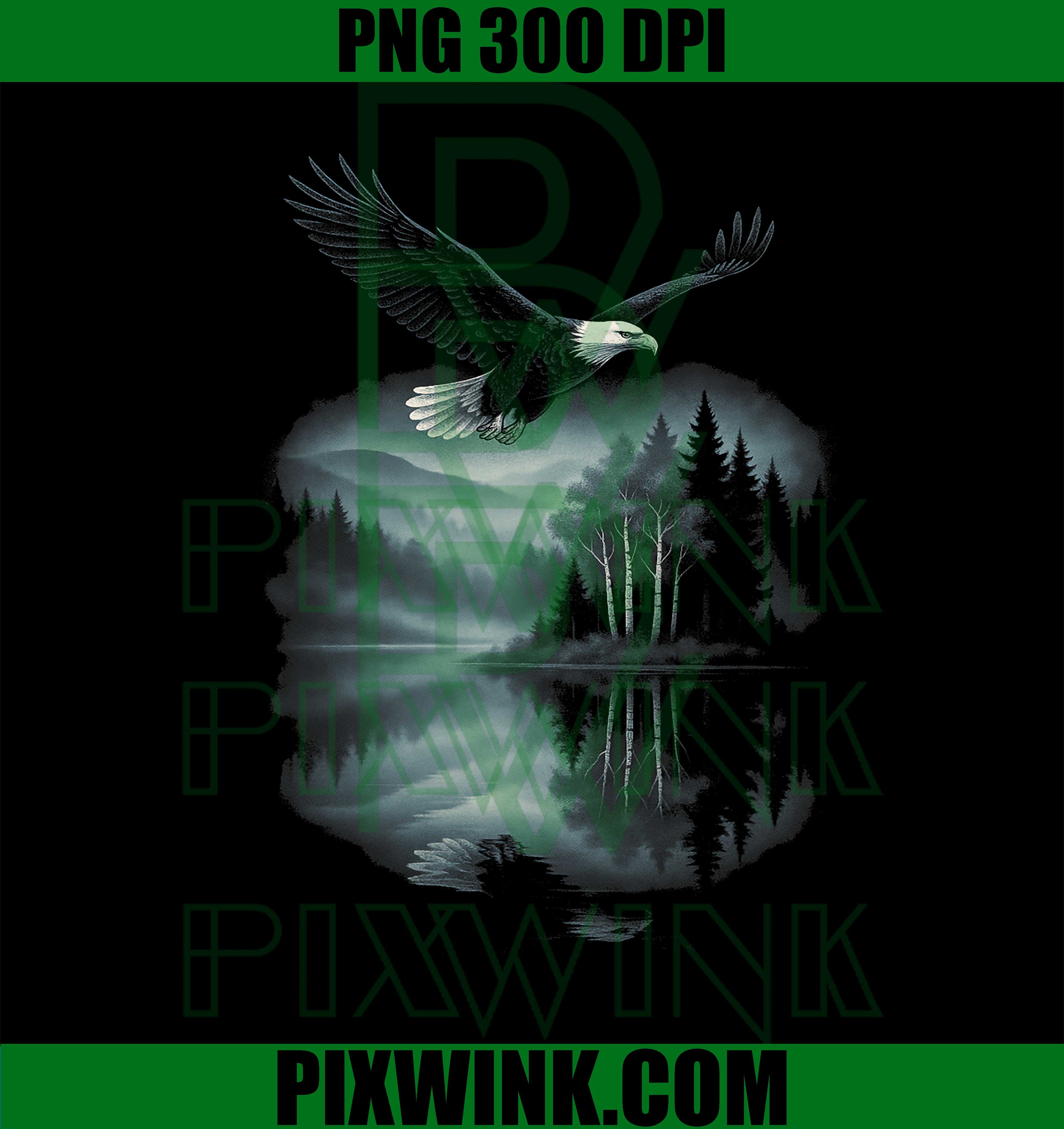 Eagle PNG, Retro Wildlife Nature Scene Forest PNG