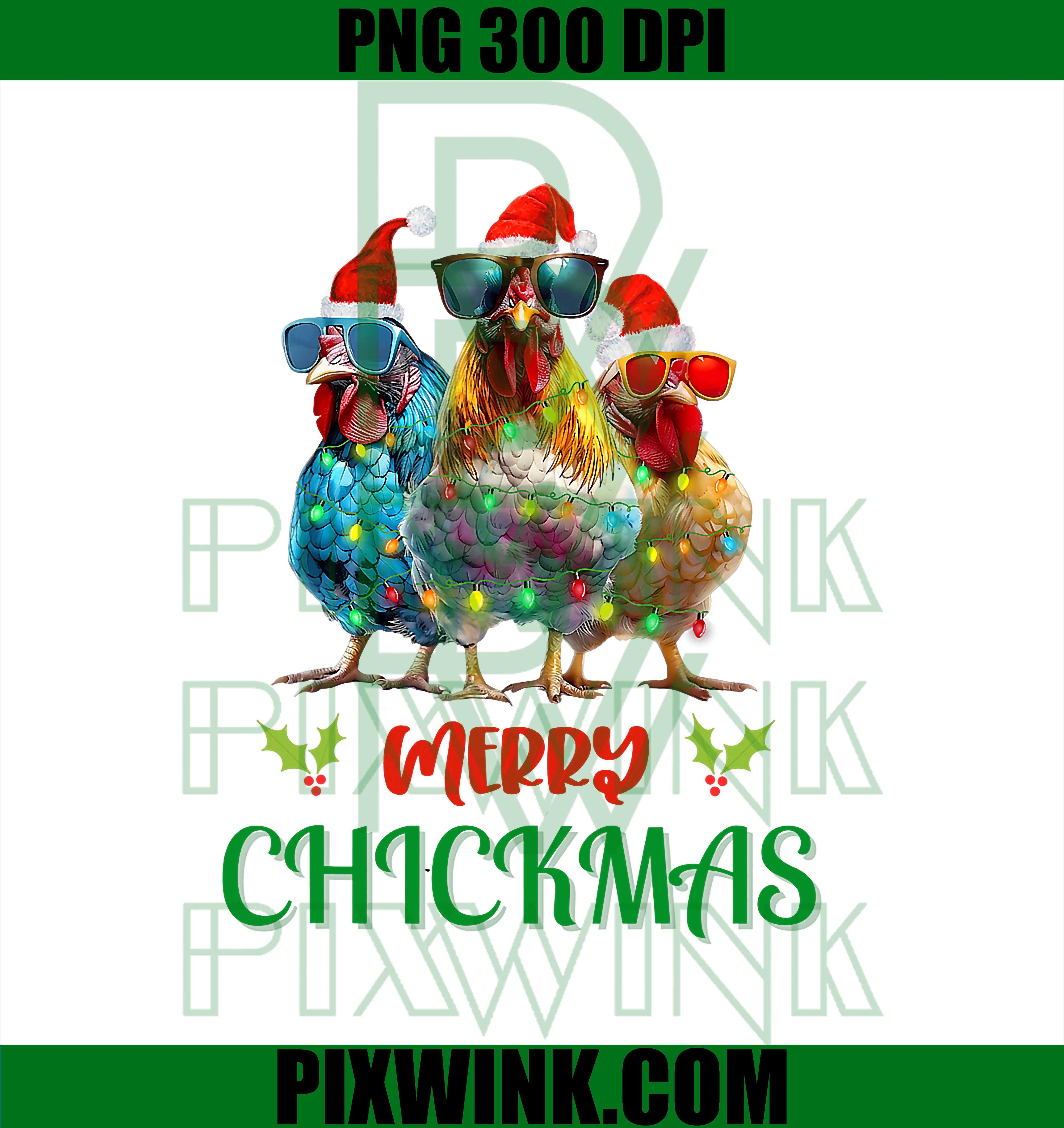 Merry Chickmas Ornament Lights Chicken Farmer Christmas PNG