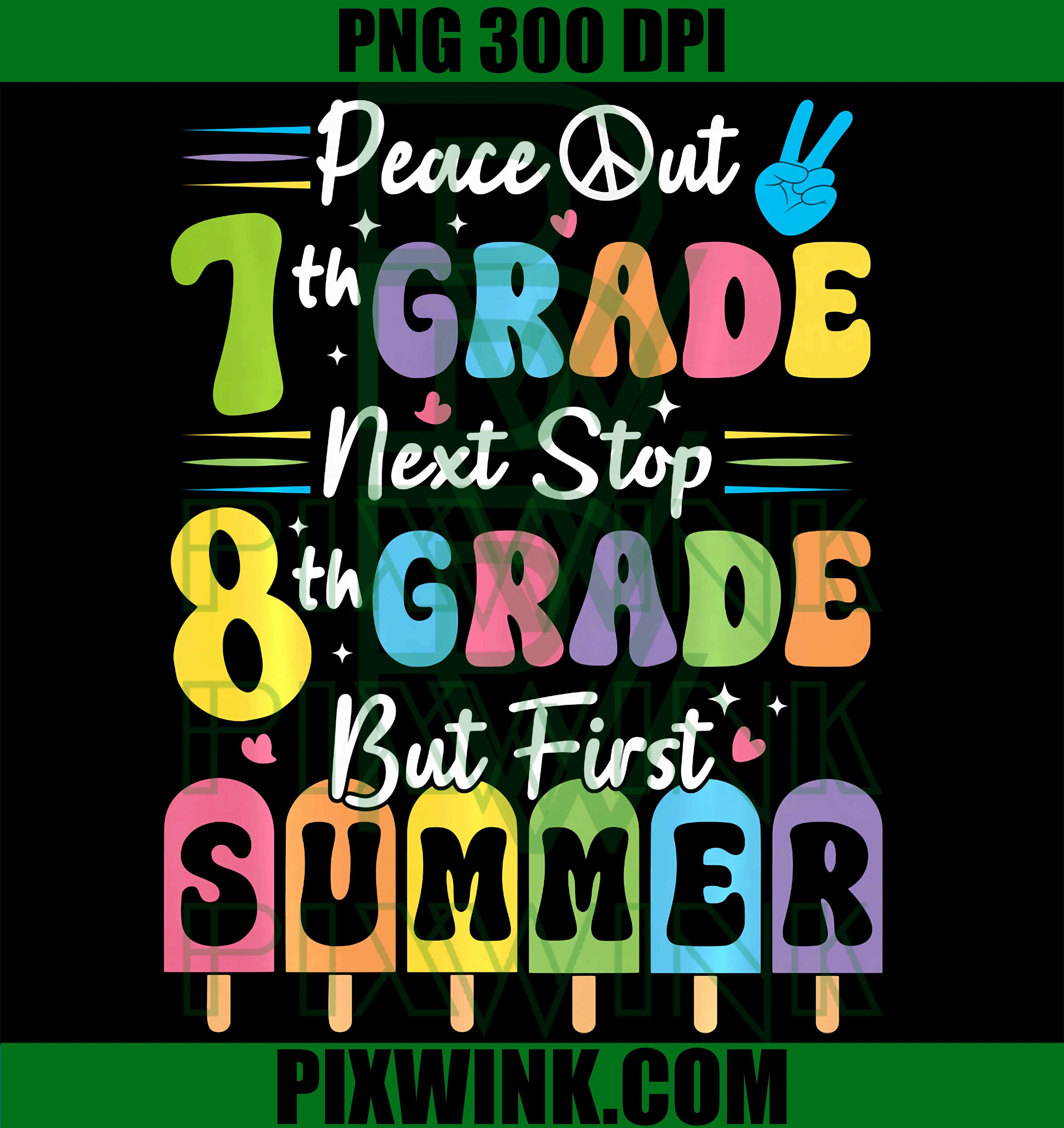 Peace We Out 7th Grade PNG, Seventh Grader Summer Grad PNG