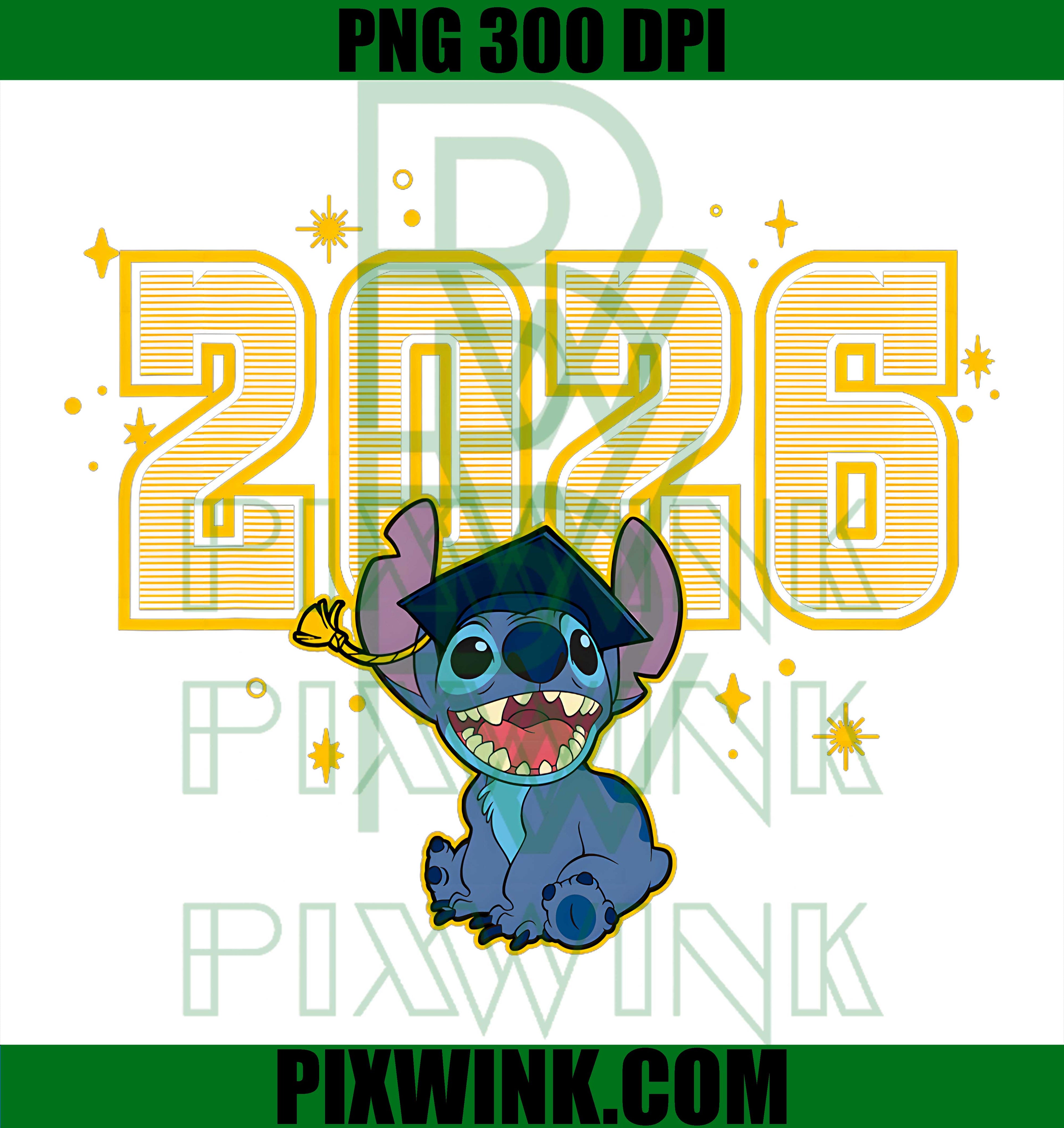 Stitch Graduation Class Of 2026 PNG, Retro Lilo And Stitch Grad Cap PNG